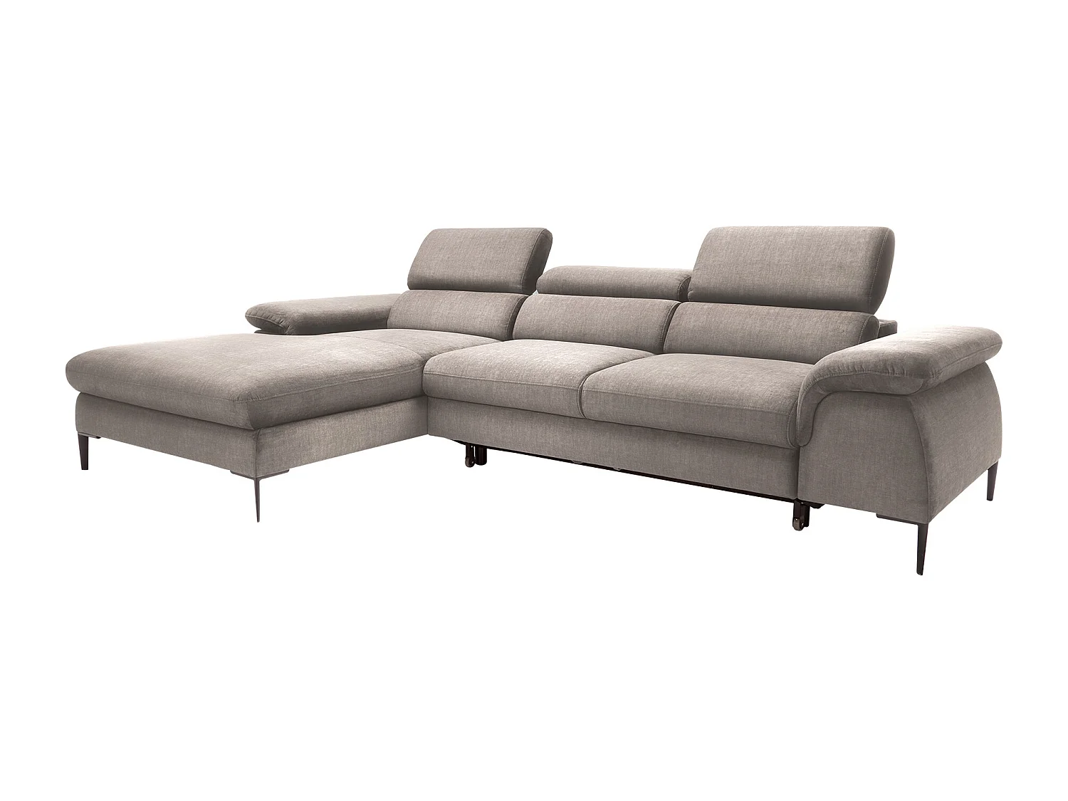 Canapé d'angle gauche convertible en velours taupe SEPINA de Pascal Morabito