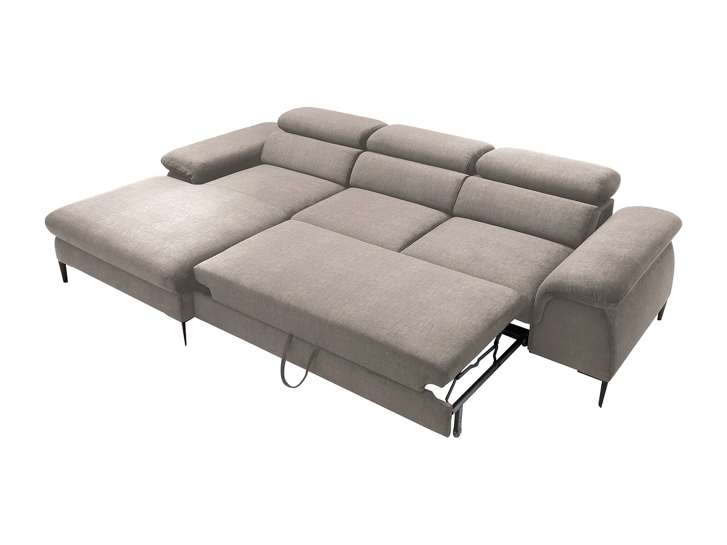 Canapé d'angle gauche convertible en velours taupe SEPINA de Pascal Morabito