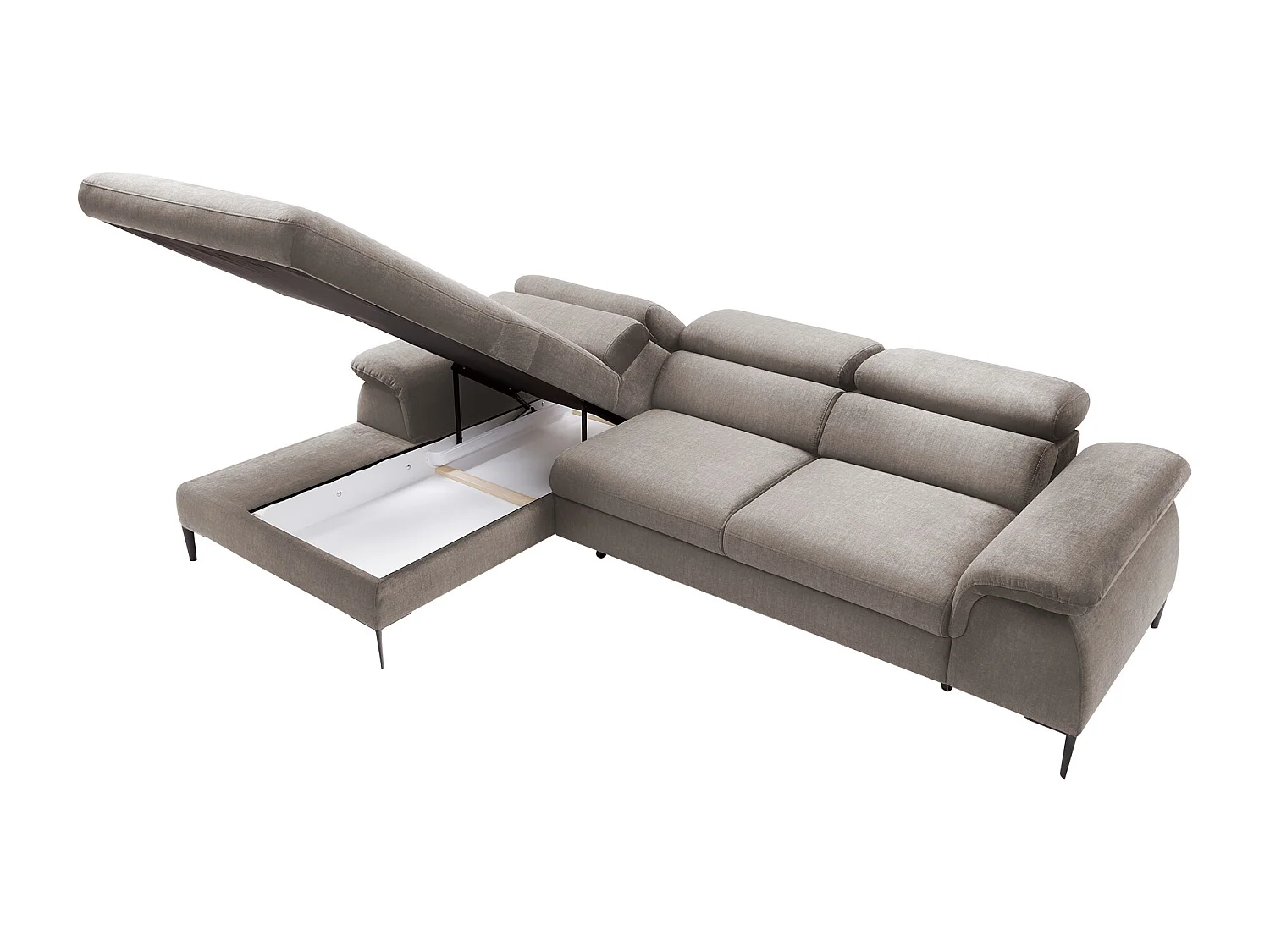 Canapé d'angle gauche convertible en velours taupe SEPINA de Pascal Morabito