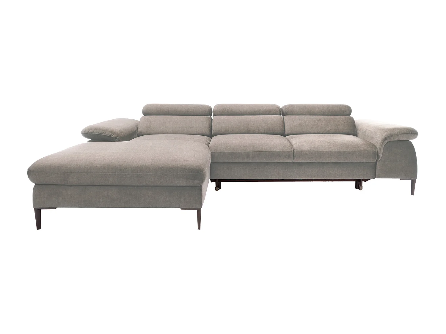 Canapé d'angle gauche convertible en velours taupe SEPINA de Pascal Morabito