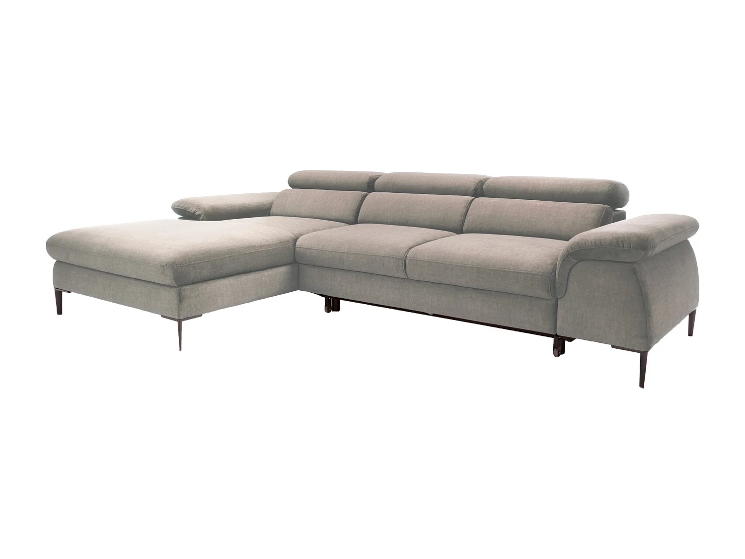 Canapé d'angle gauche convertible en velours taupe SEPINA de Pascal Morabito