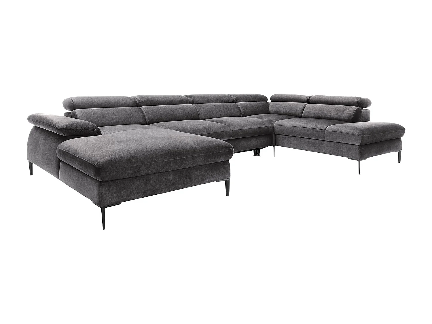 Divano letto panoramico in Velluto Antracite - Angolo a sinistra - SEPINA di PASCAL MORABITO