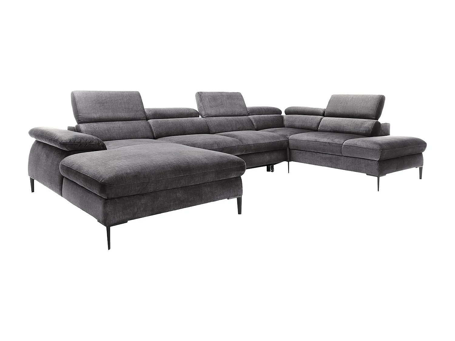 Divano letto panoramico in Velluto Antracite - Angolo a sinistra - SEPINA di PASCAL MORABITO