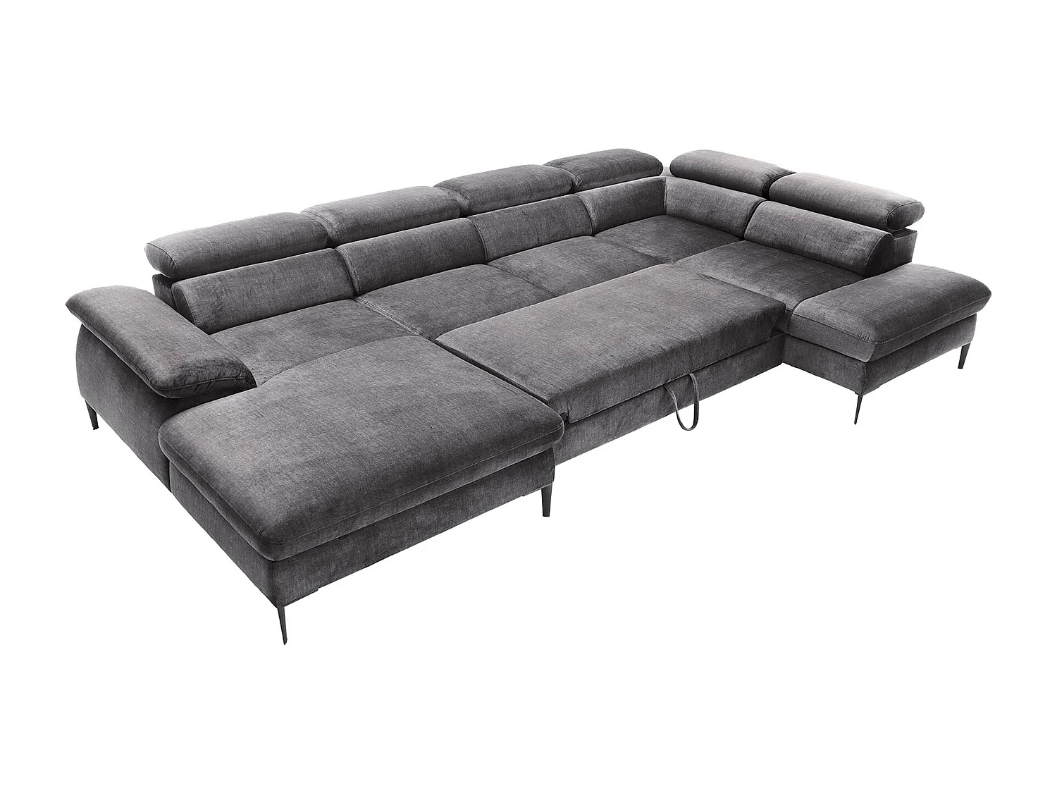 Divano letto panoramico in Velluto Antracite - Angolo a sinistra - SEPINA di PASCAL MORABITO