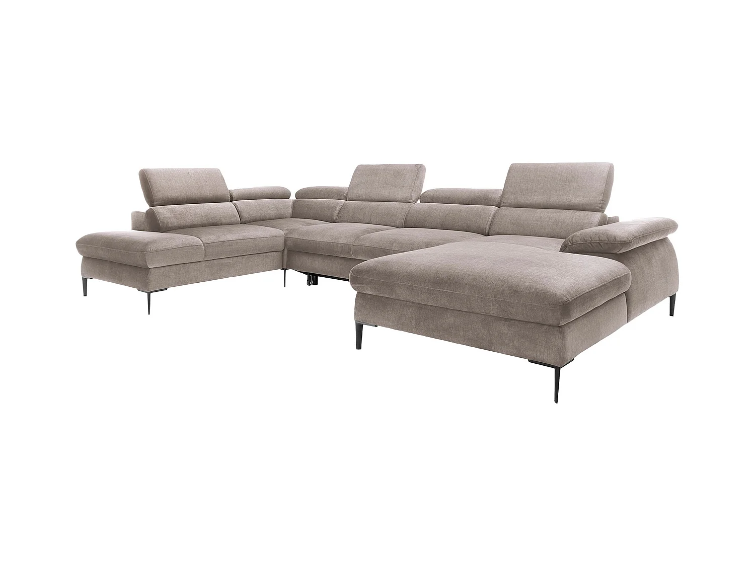 XXL hoekslaapbank met hoek rechts van bruin velours SEPINA van Pascal Morabito