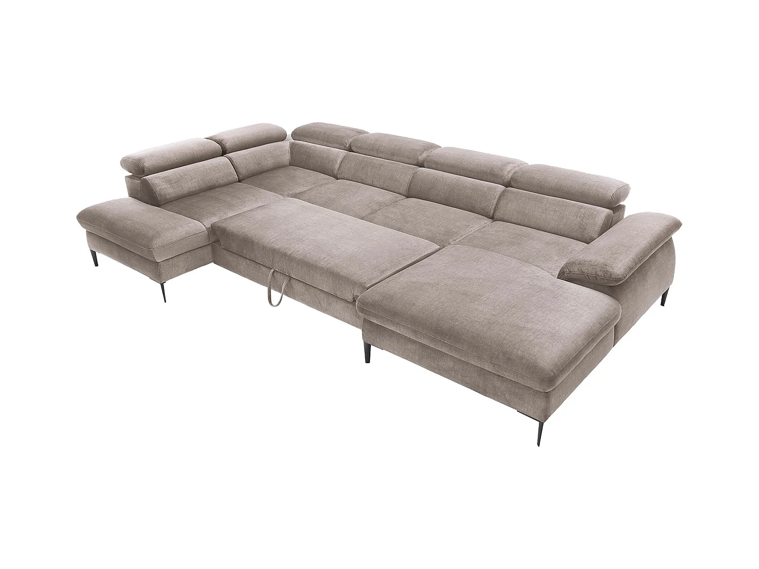 XXL hoekslaapbank met hoek rechts van bruin velours SEPINA van Pascal Morabito