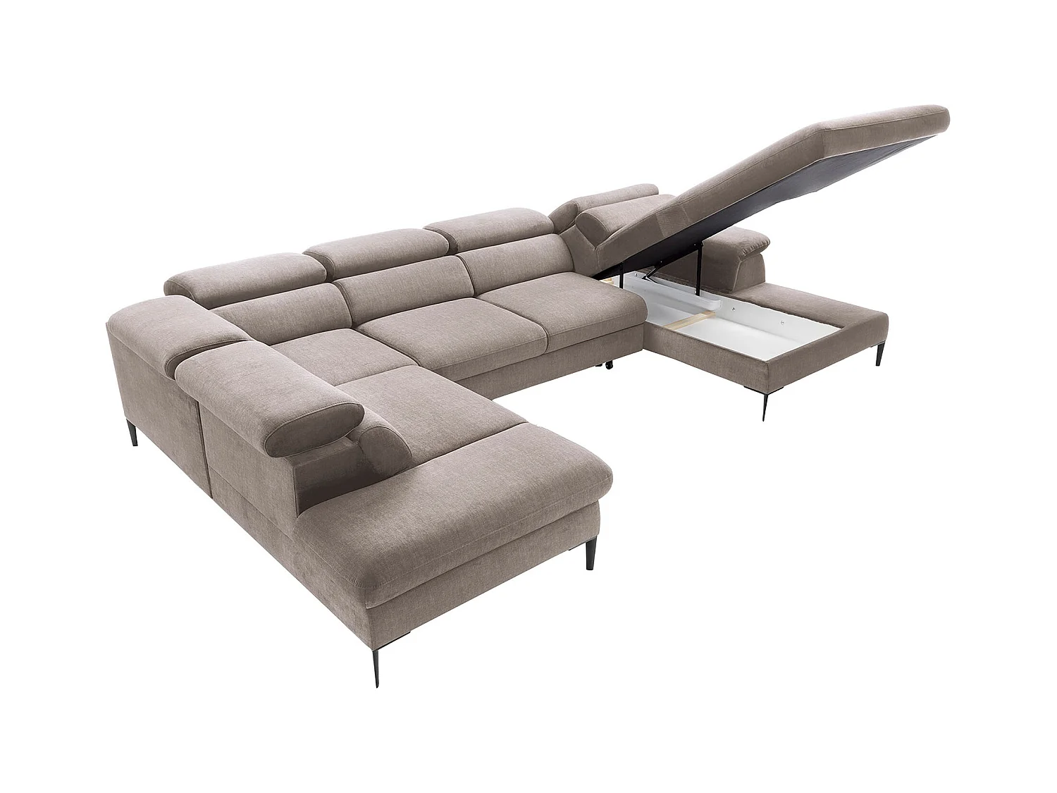 XXL hoekslaapbank met hoek rechts van bruin velours SEPINA van Pascal Morabito