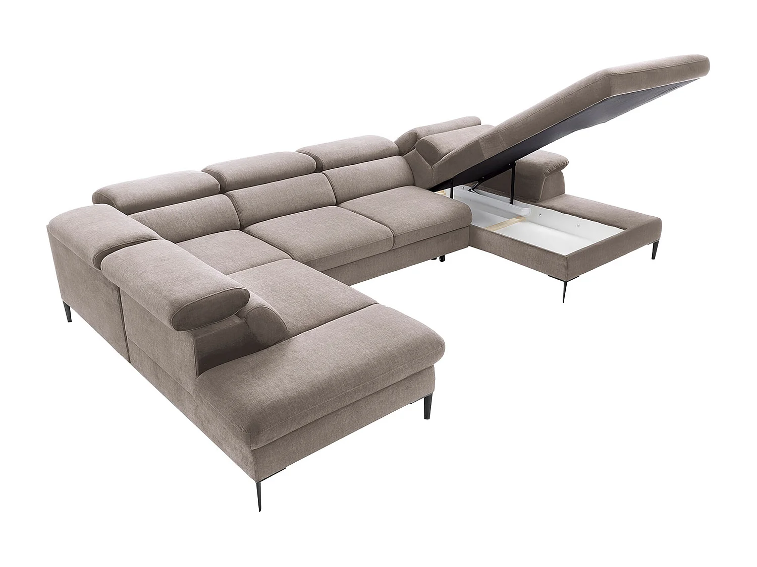 Große Wohnlandschaft mit Schlaffunktion - Ecke rechts - Samt - Braun - SEPINA von Pascal Morabito