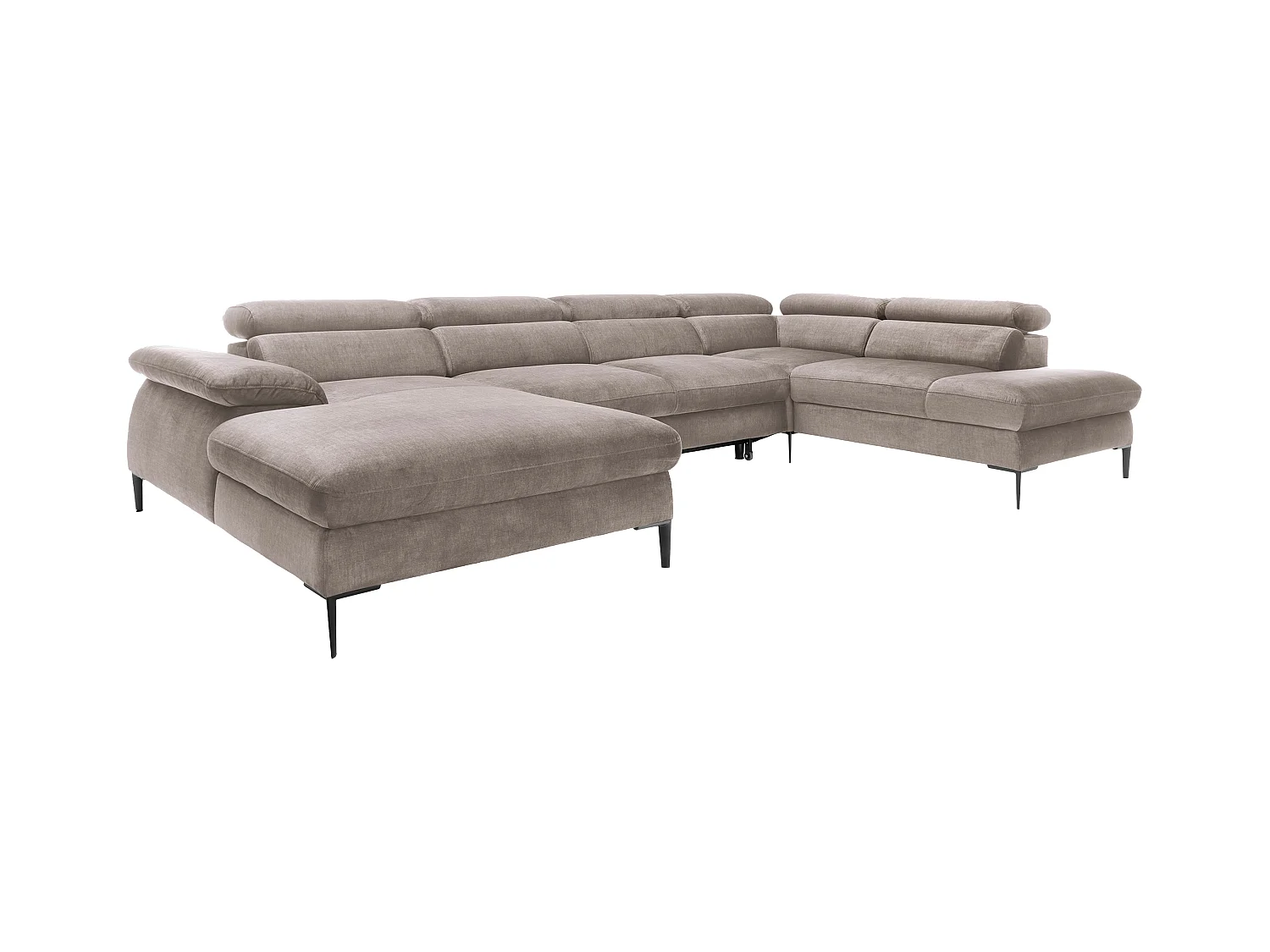 Gran sofá cama rinconera panorámico izquierdo de terciopelo marrón SEPINA de Pascal Morabito