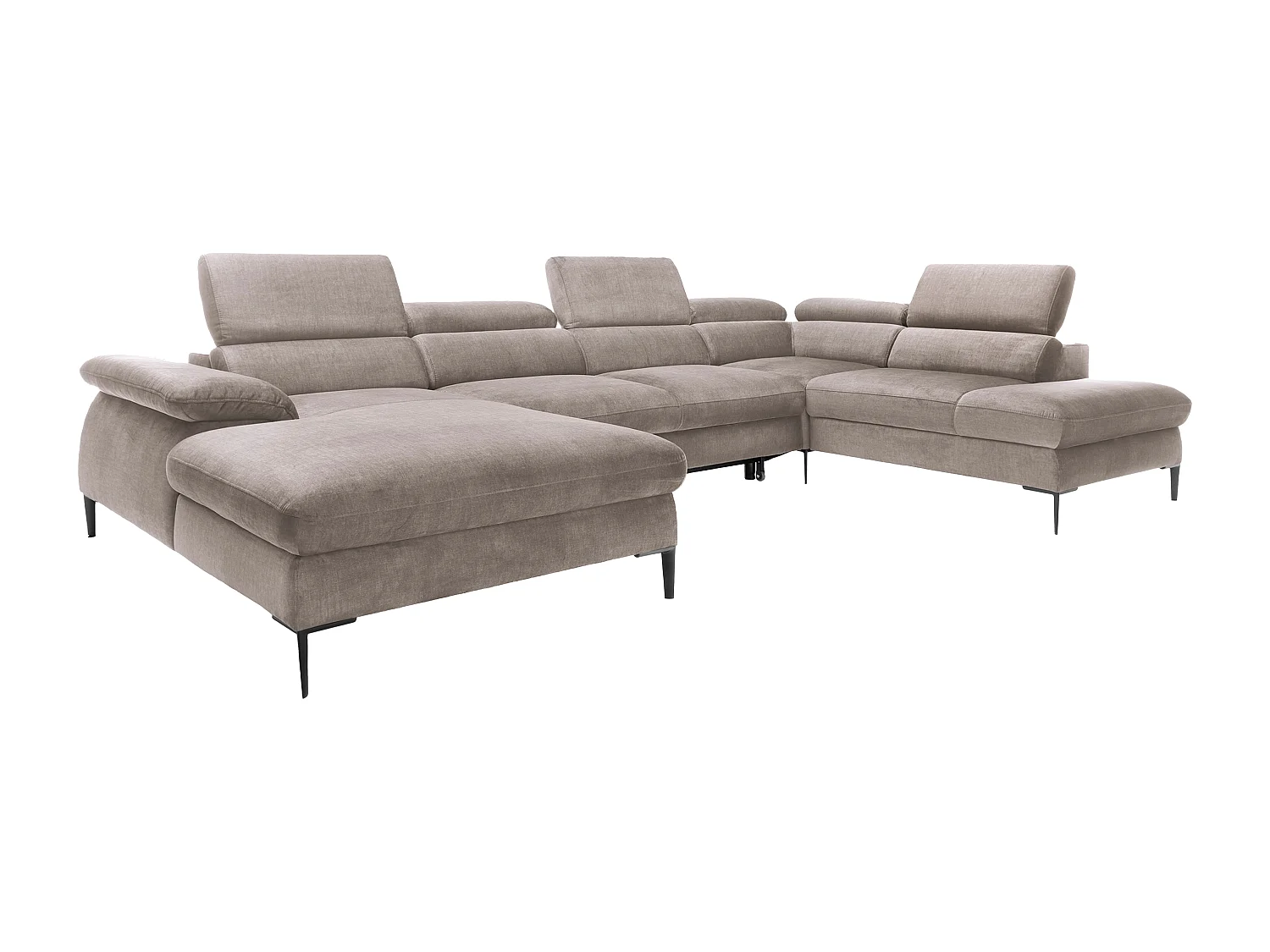 XXL hoekslaapbank met hoek links van bruin velours SEPINA van Pascal Morabito