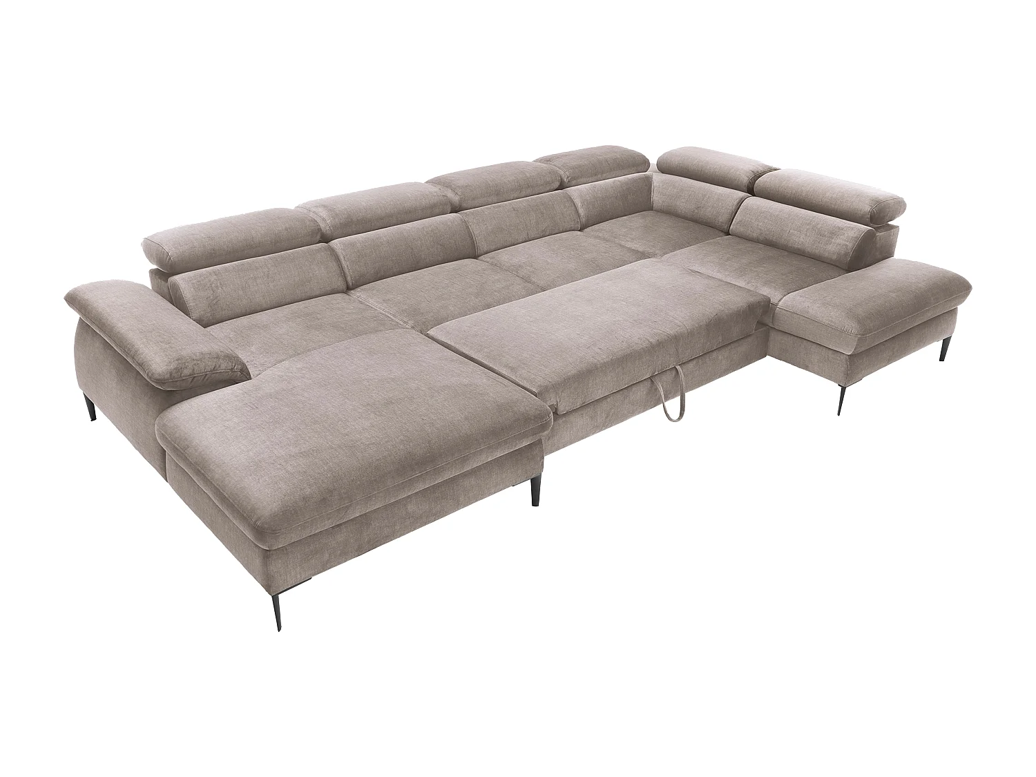 XXL hoekslaapbank met hoek links van bruin velours SEPINA van Pascal Morabito