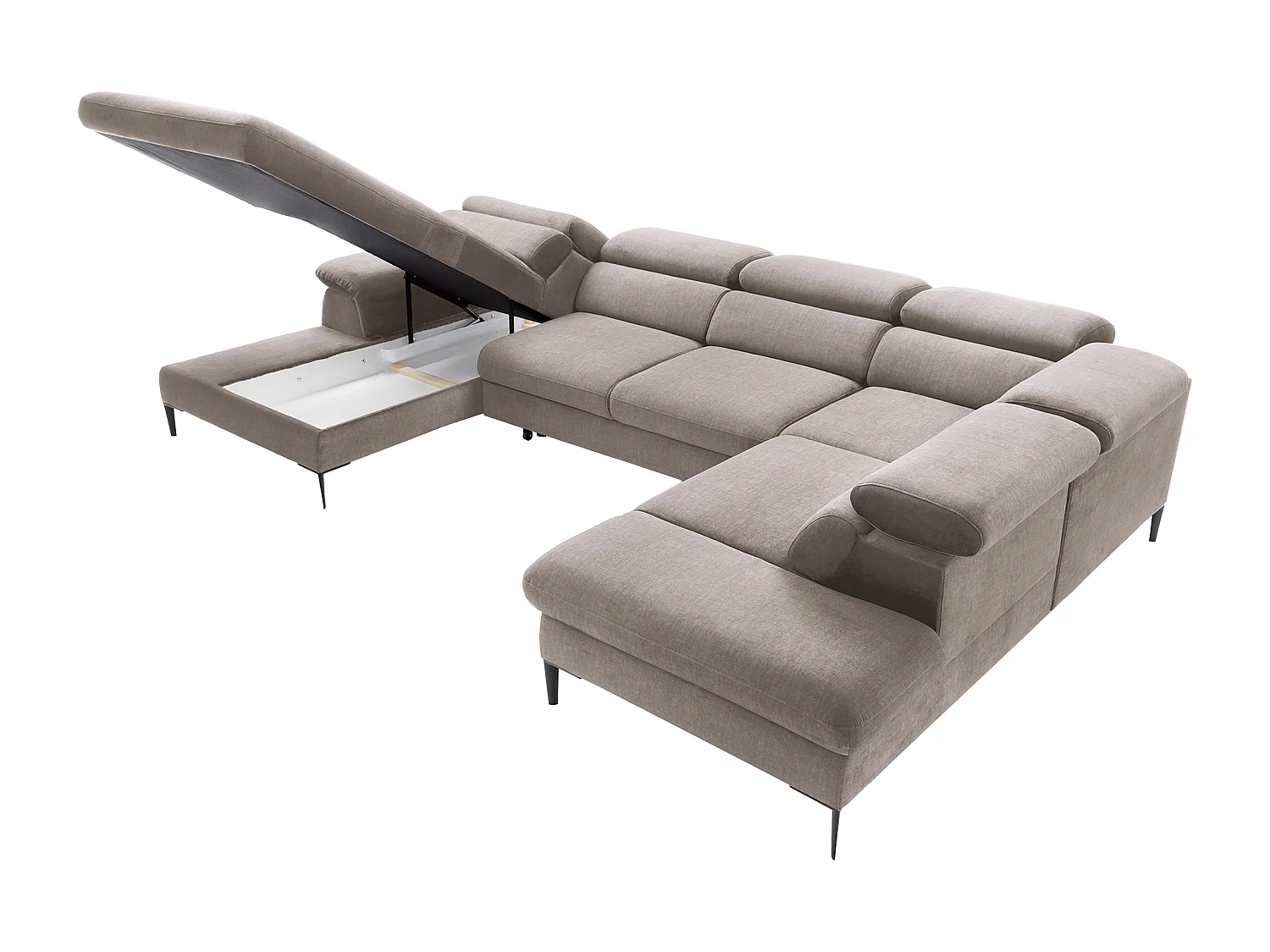 XXL hoekslaapbank met hoek links van bruin velours SEPINA van Pascal Morabito