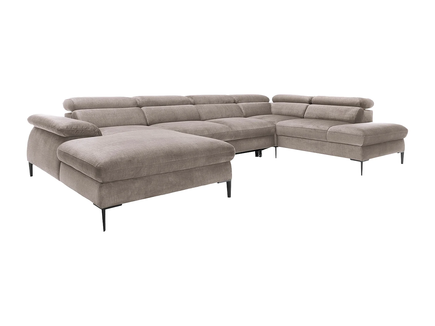 XXL hoekslaapbank met hoek links van bruin velours SEPINA van Pascal Morabito