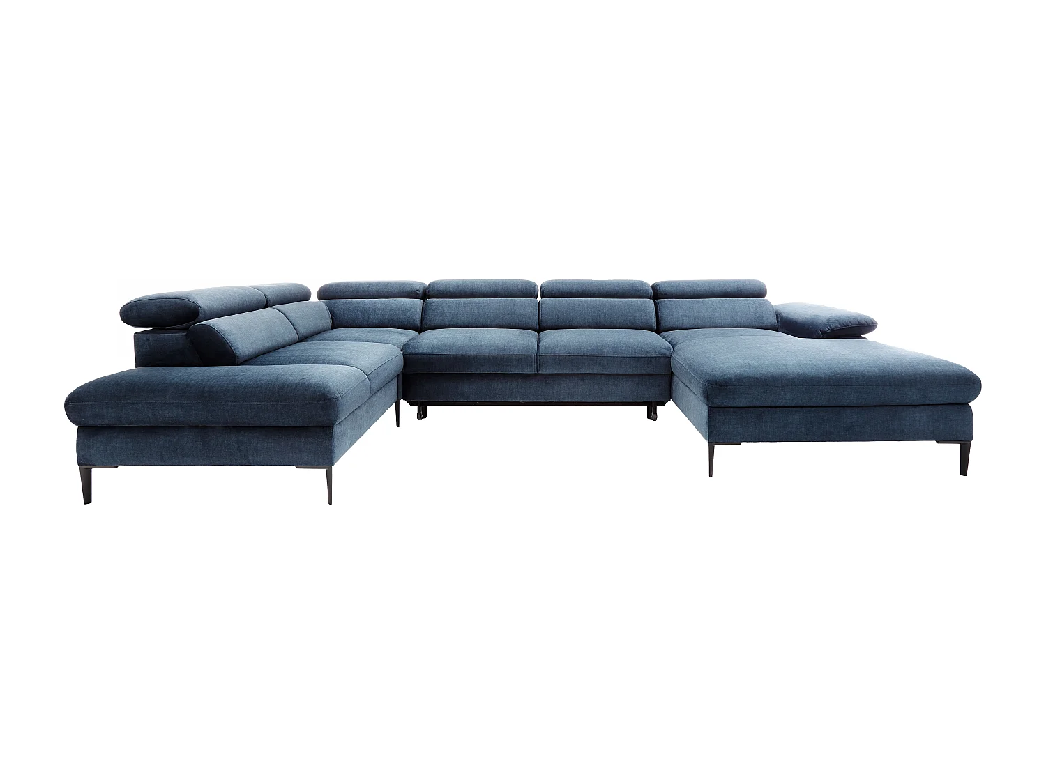 Grande sofá de canto direito panorâmico convertível veludo azul-escuro - SEPINA de Pascal Morabito