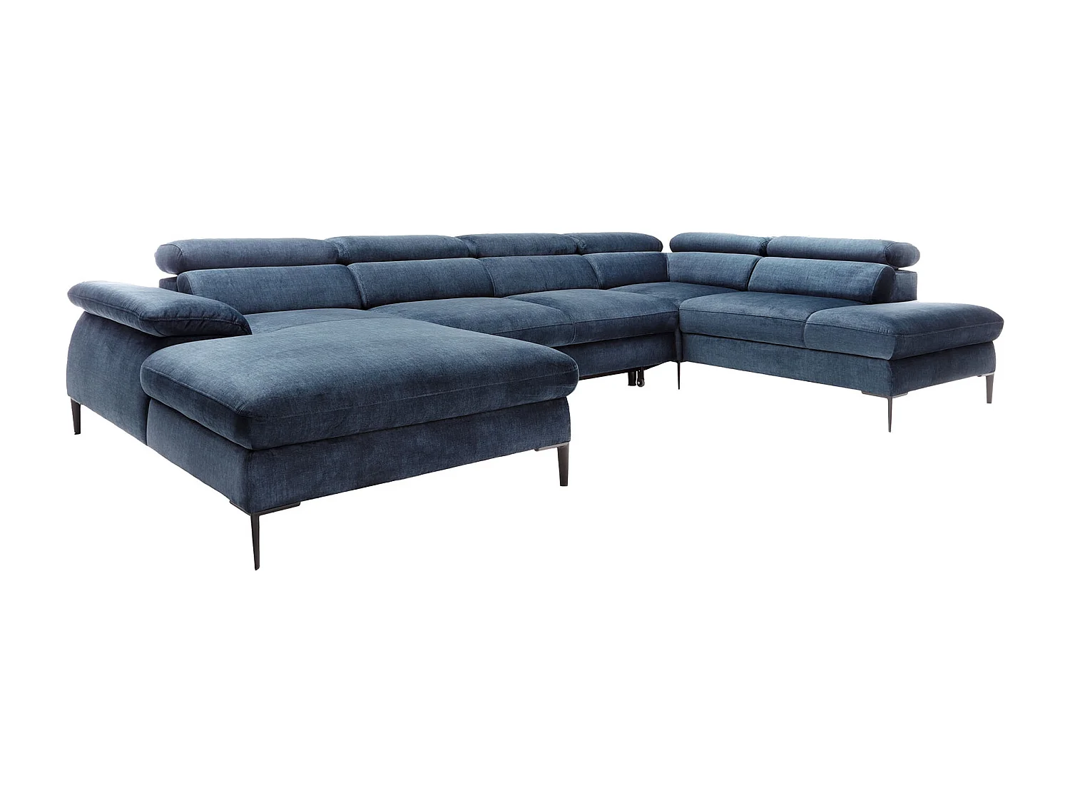 Große Wohnlandschaft mit Schlaffunktion - Ecke links - Samt - Dunkelblau - SEPINA von Pascal Morabito