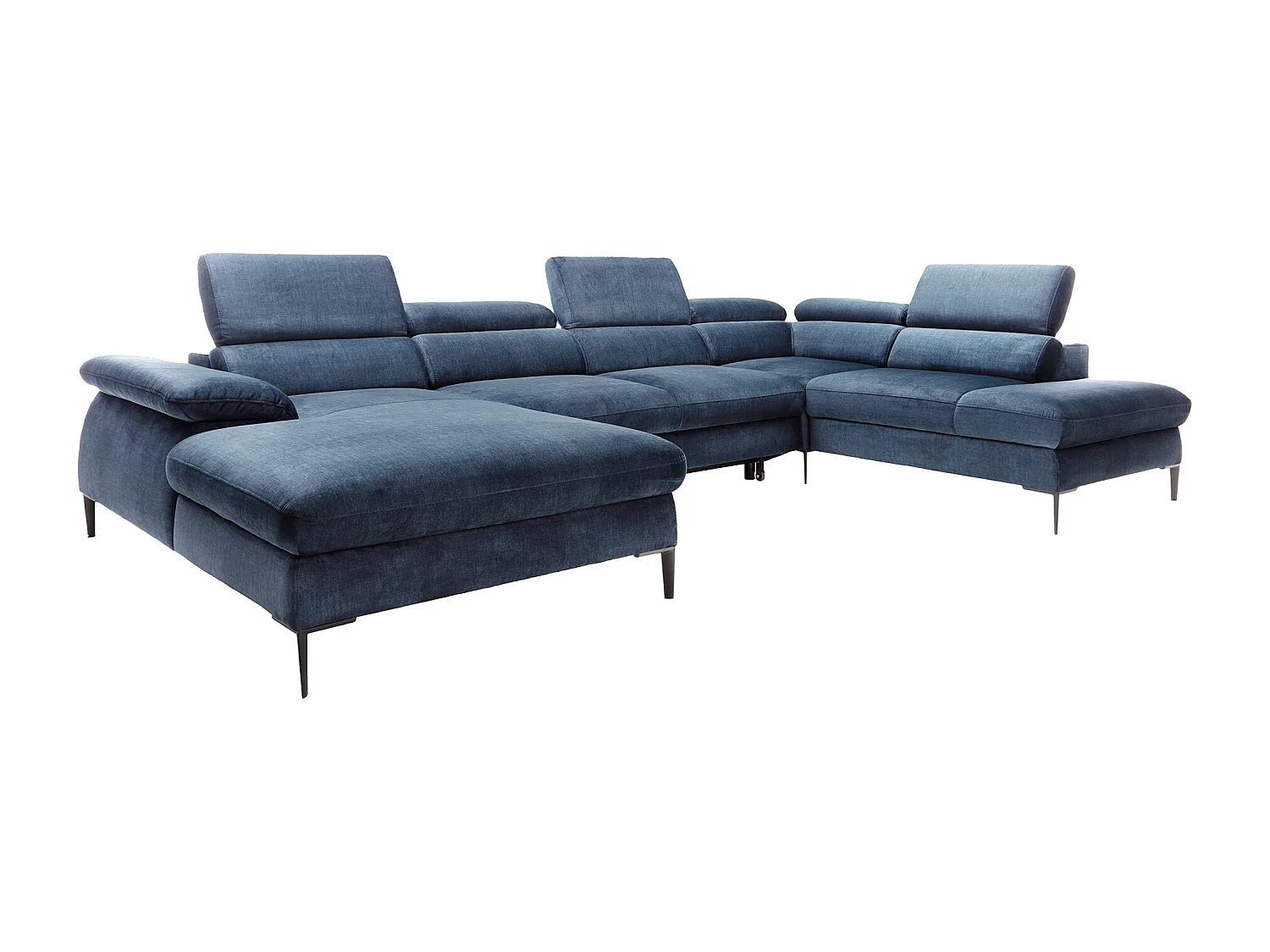 Große Wohnlandschaft mit Schlaffunktion - Ecke links - Samt - Dunkelblau - SEPINA von Pascal Morabito