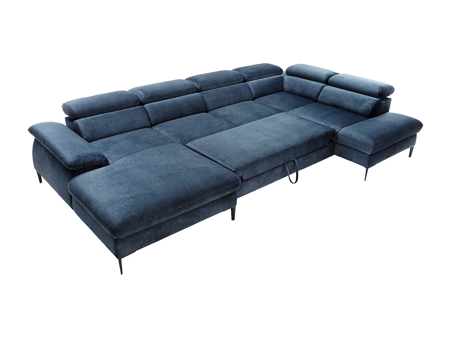 Große Wohnlandschaft mit Schlaffunktion - Ecke links - Samt - Dunkelblau - SEPINA von Pascal Morabito
