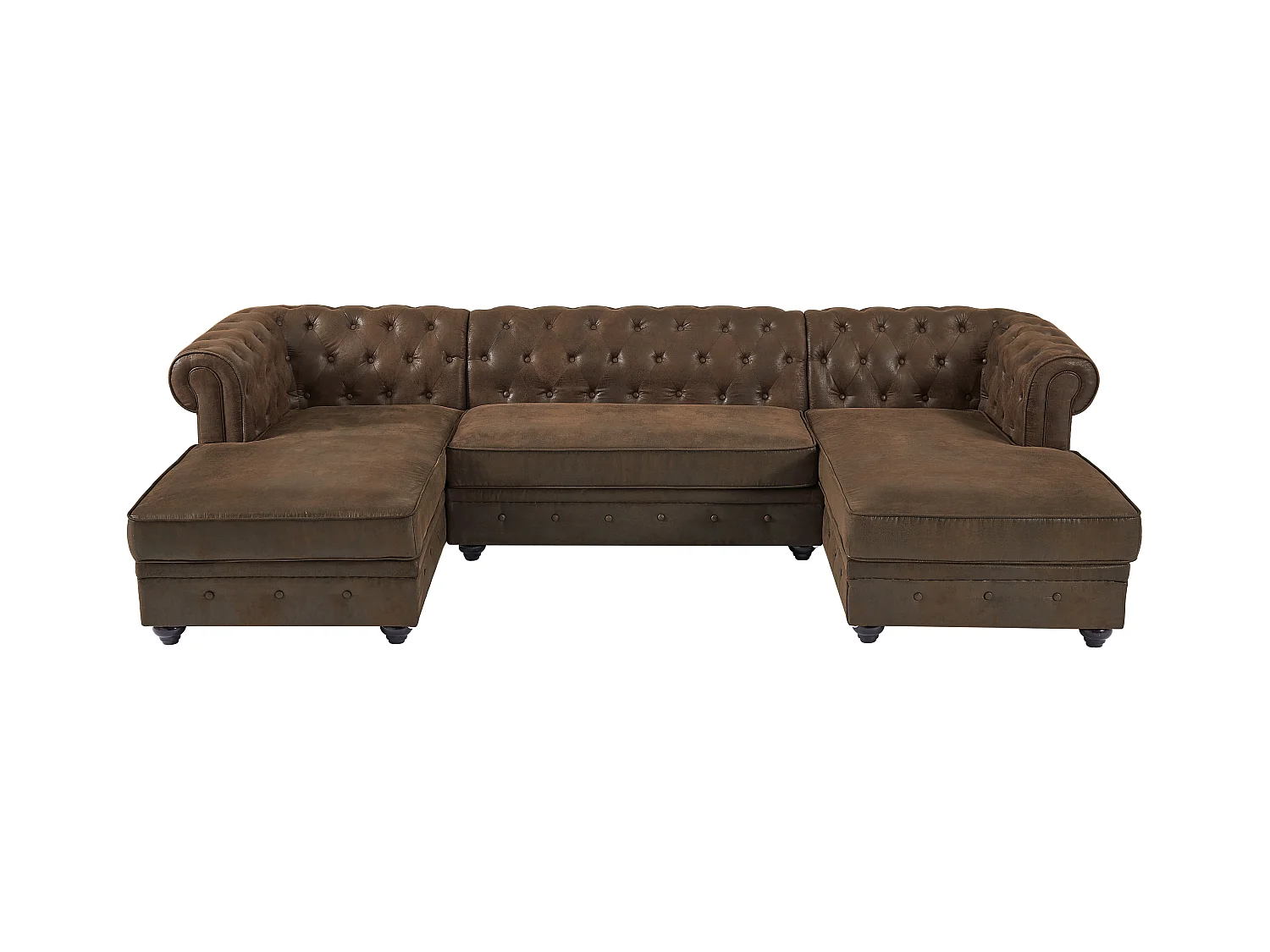 Canapé d'angle panoramique en microfibre aspect cuir vieilli CHESTERFIELD