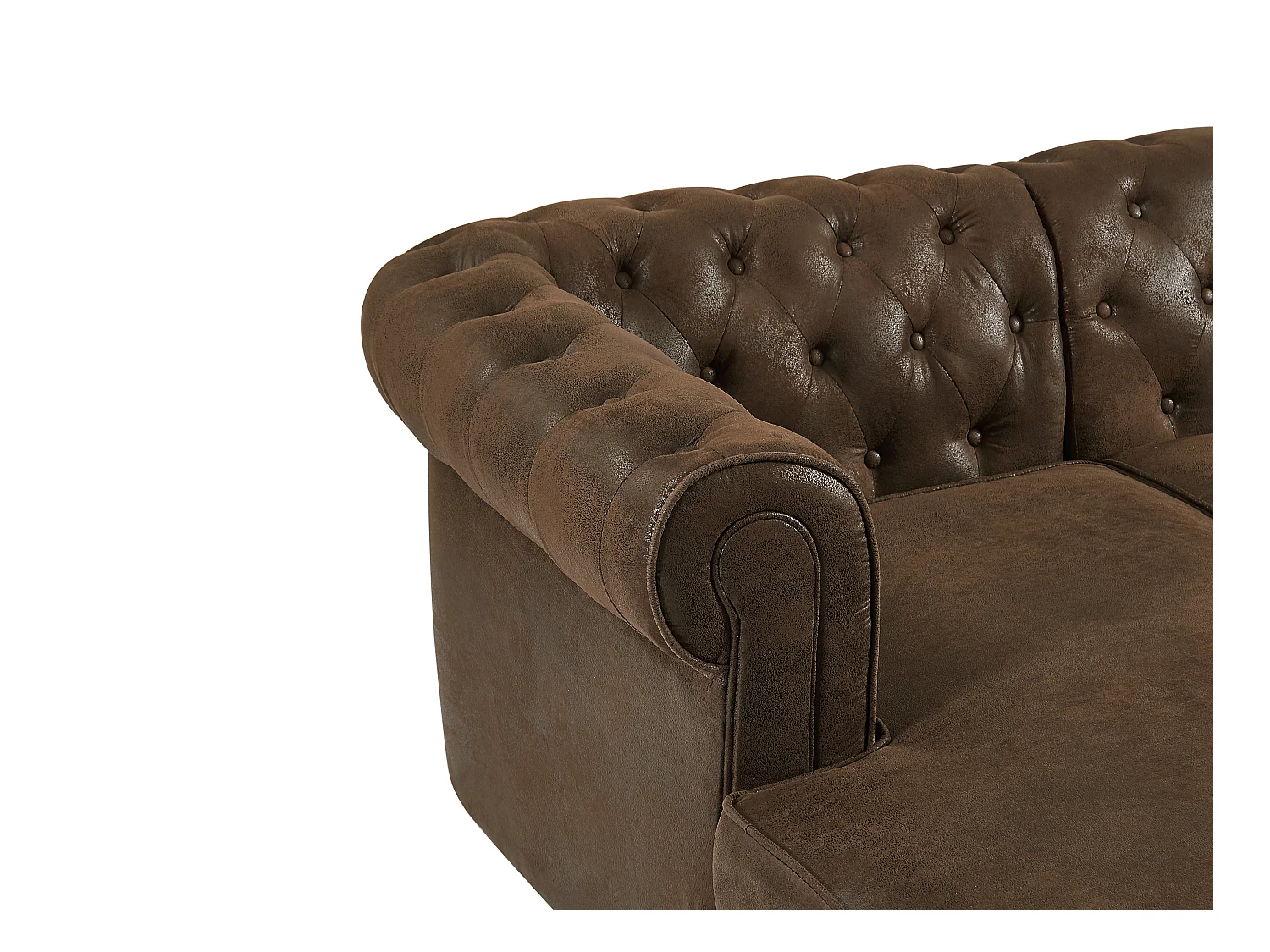 Brede hoekbank van microvezel met verouderd leereffect CHESTERFIELD