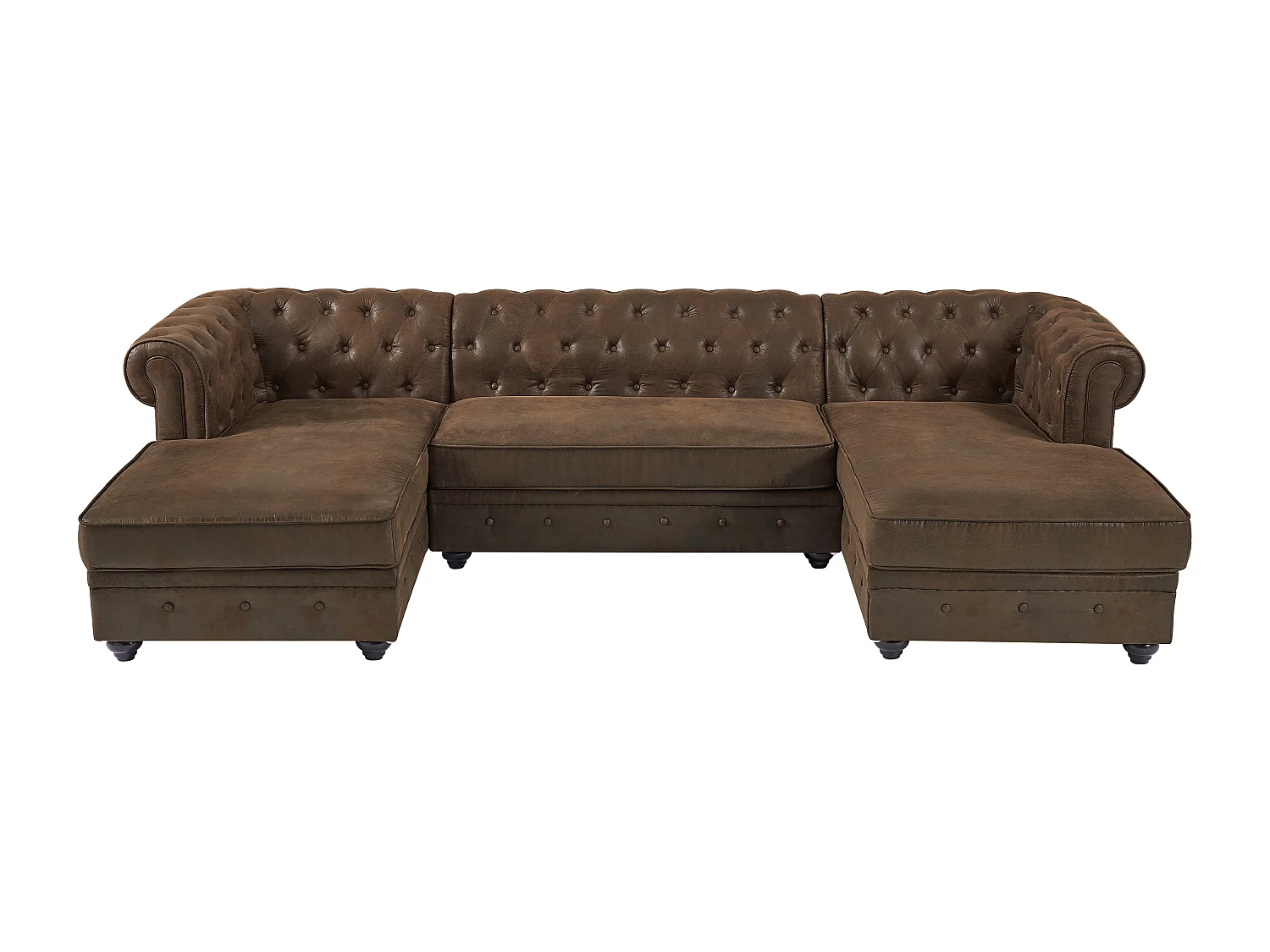 Canapé d'angle panoramique en microfibre aspect cuir vieilli CHESTERFIELD