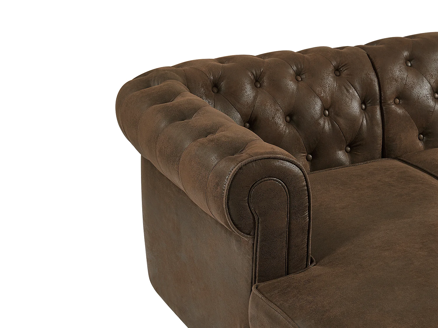 Canapé d'angle panoramique en microfibre aspect cuir vieilli CHESTERFIELD