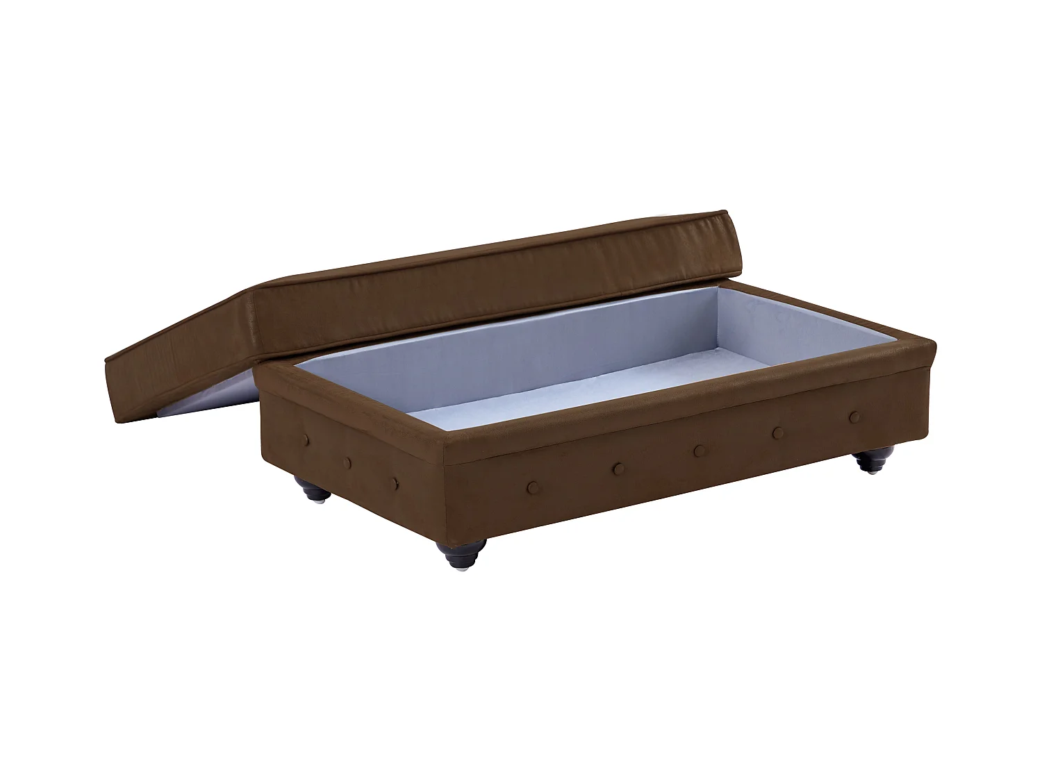 Puf baúl de almacenamiento de microfibra aspecto cuero envejecido CHESTERFIELD