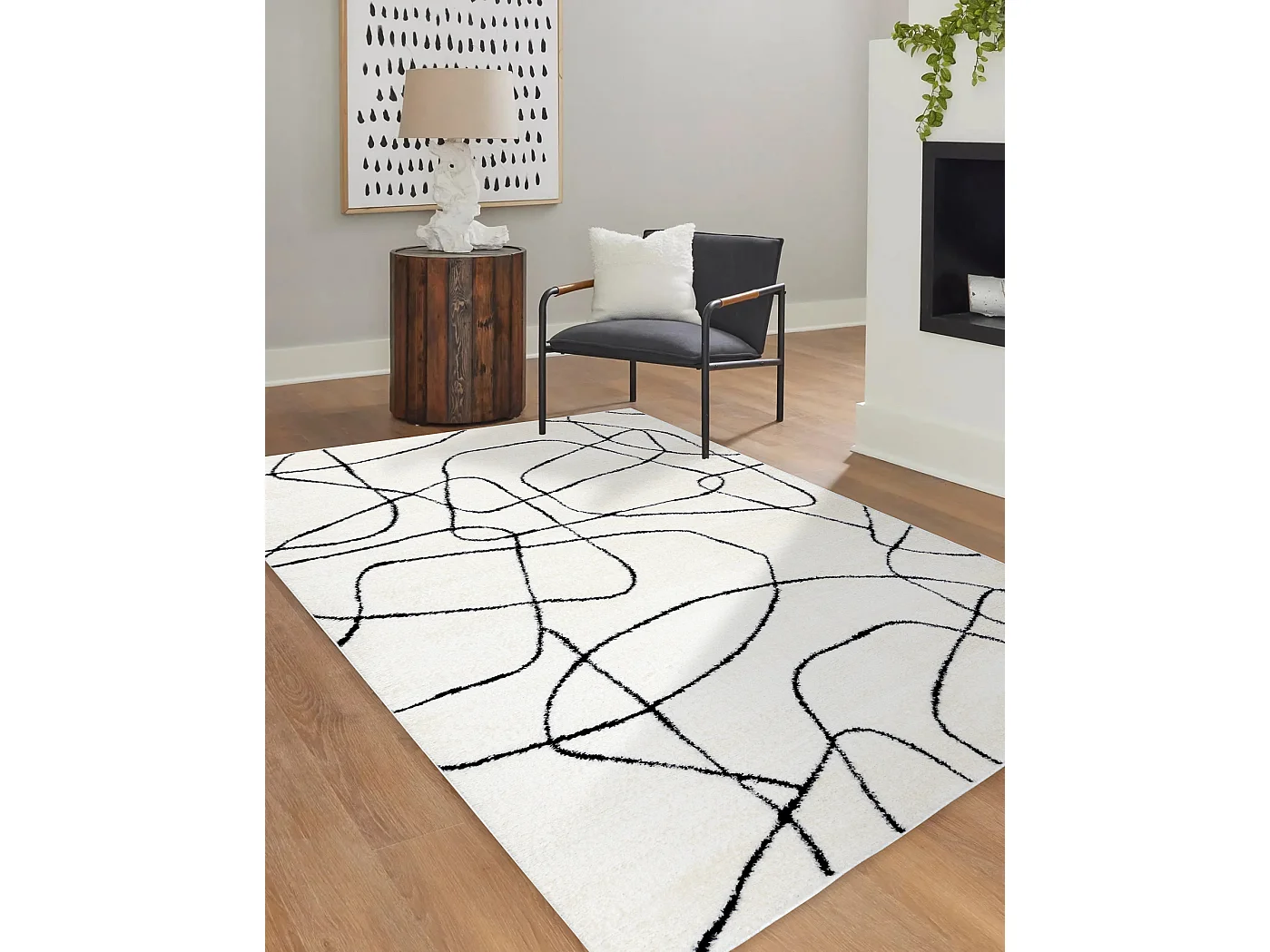 Tapete moderno MODE 8522 abstração creme / preto 180x270 cm