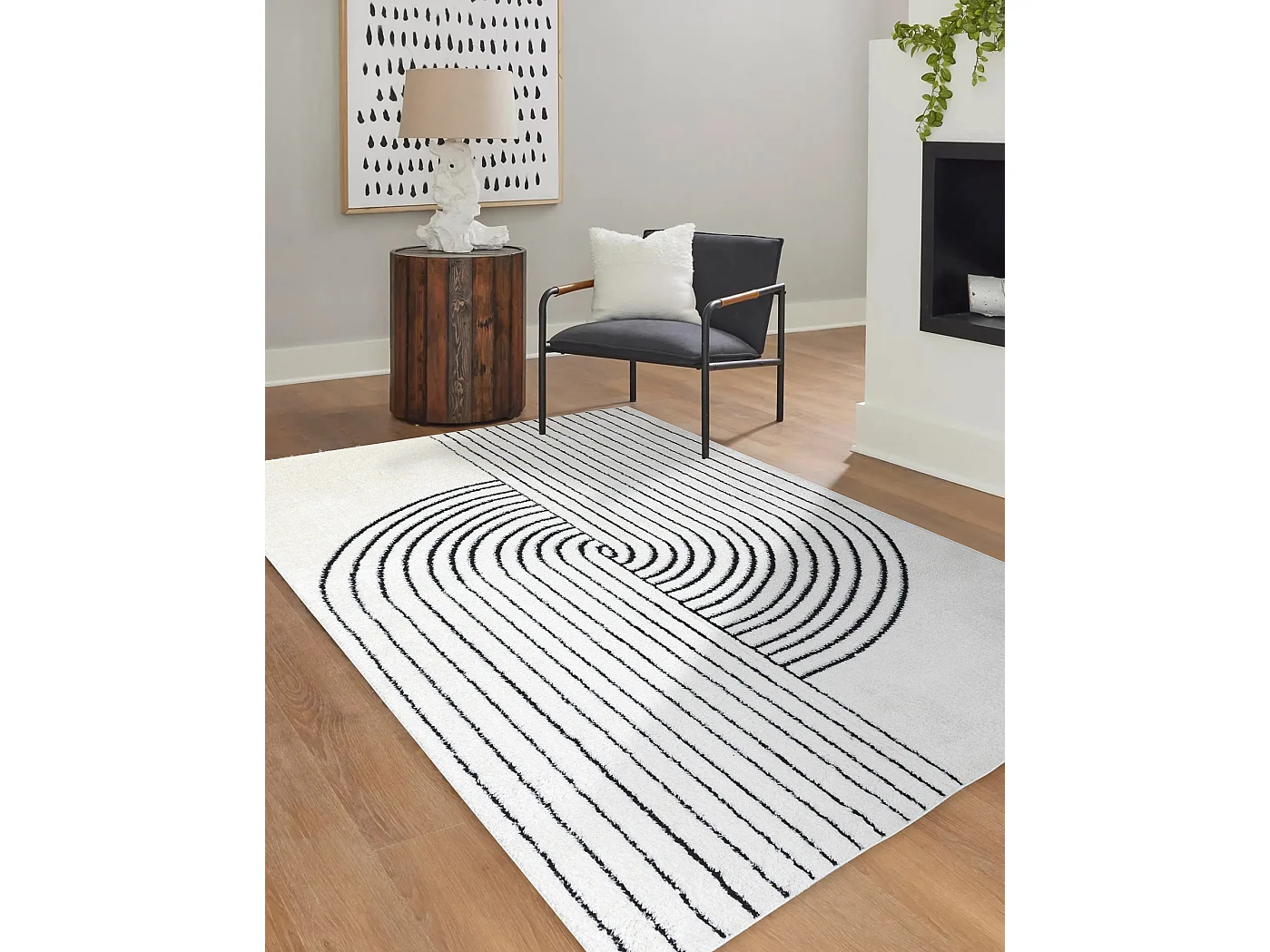 Modern Teppich MODE 8587 geometrisch creme / schwarz  80x150 cm