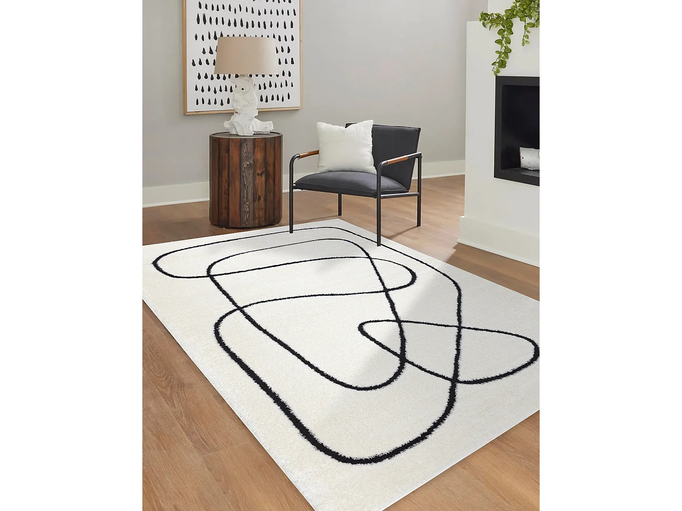 Tapis moderne MODE 8377 abstraction crème / noir 240x330 cm