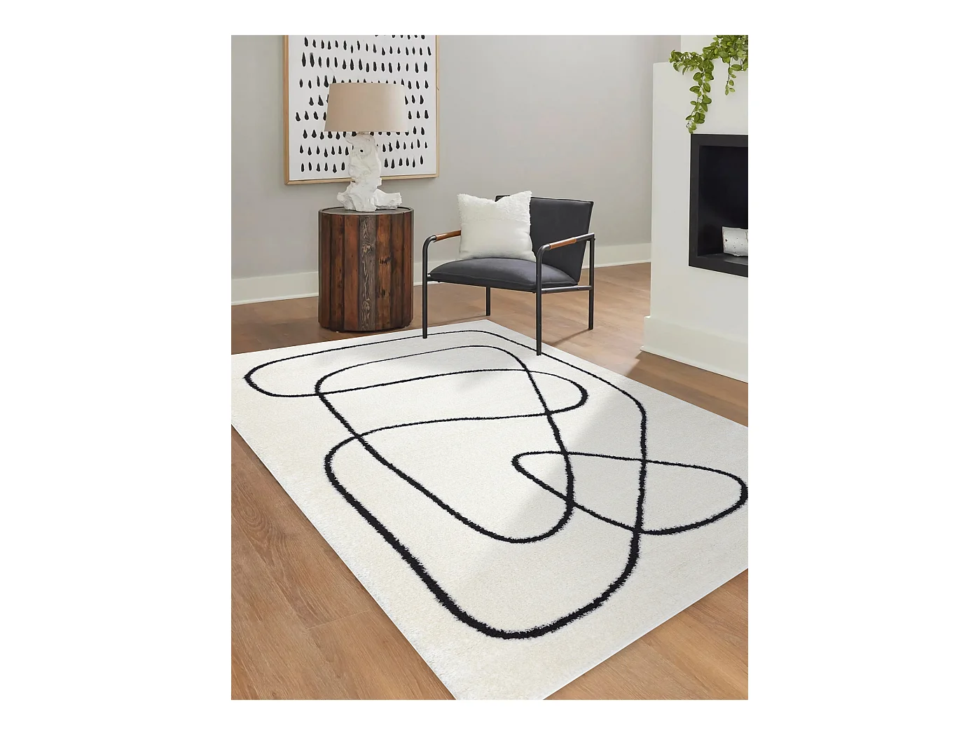 Alfombra moderna MODE 8377 abstração crema / negro  120x170 cm