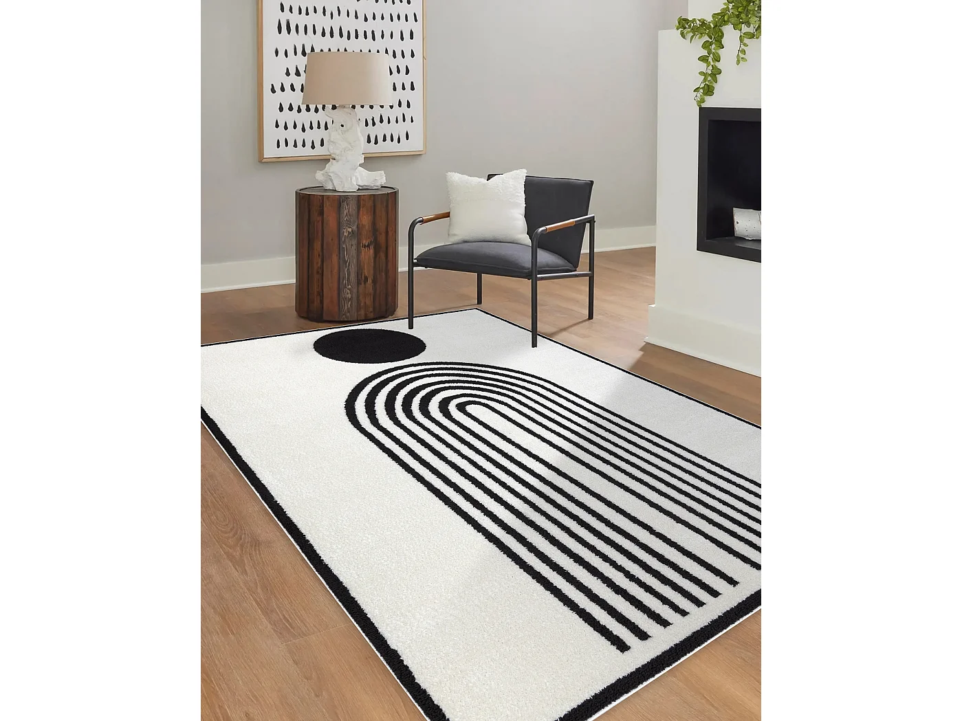 Tapijt modern MODE 8597 geometrisch creme / zwart 240x330 cm