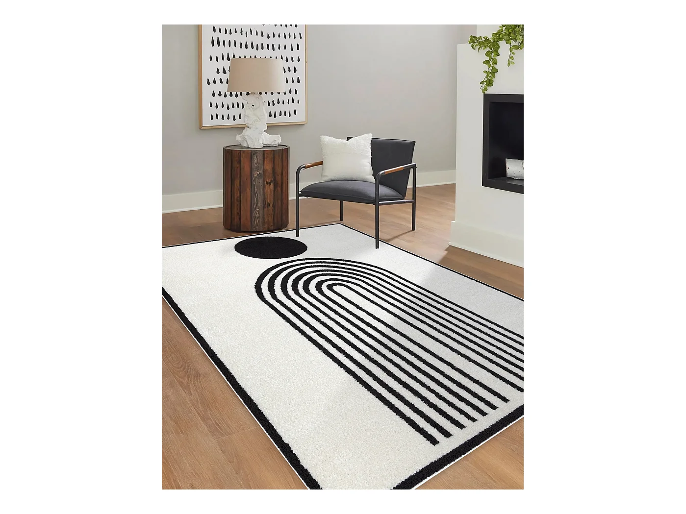 Tapijt modern MODE 8597 geometrisch creme / zwart 140x190 cm