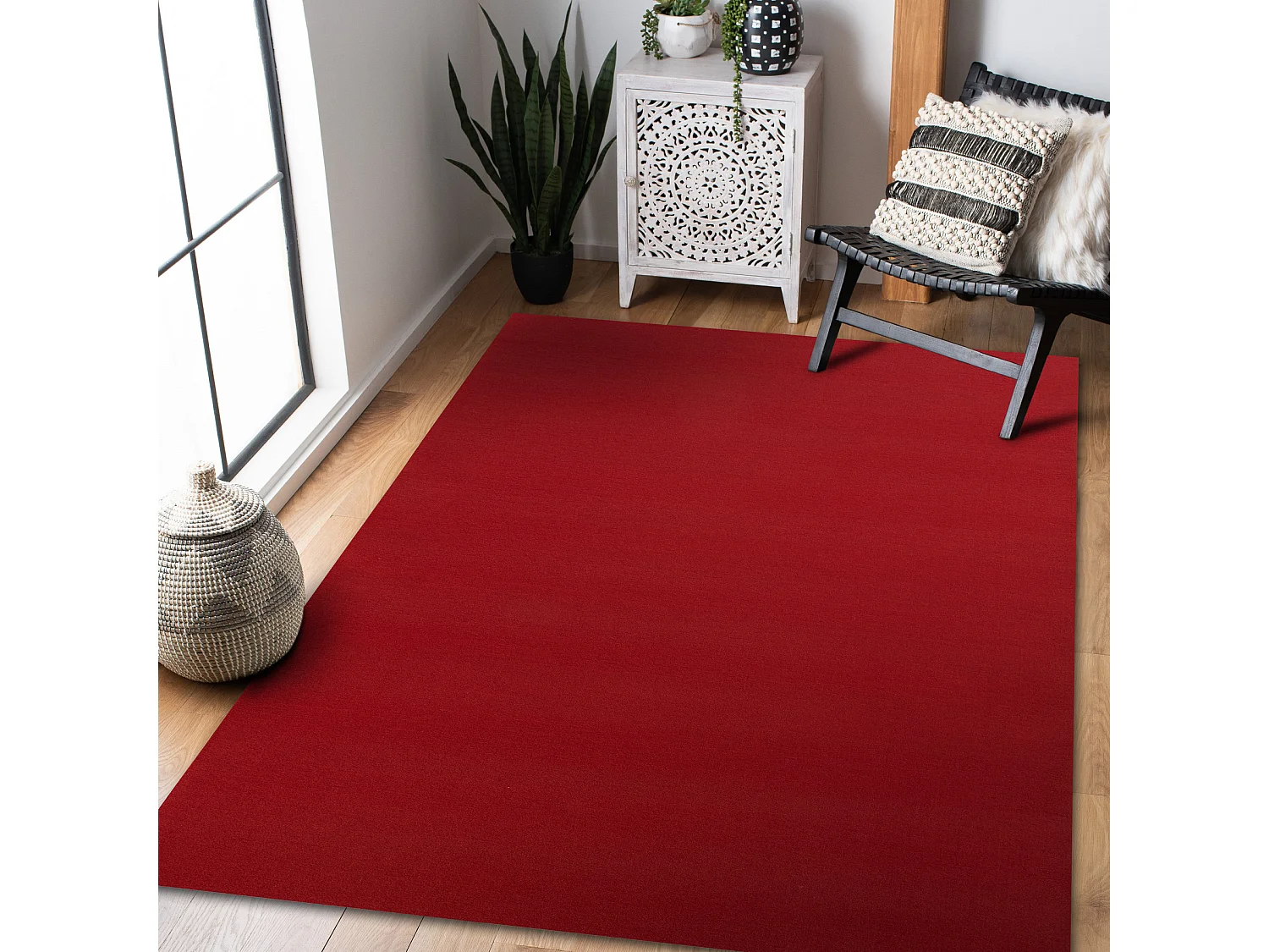 Tapis ANTIDÉRAPANT RUMBA 1974 couleur unique bordeaux, rouge 80x250 cm