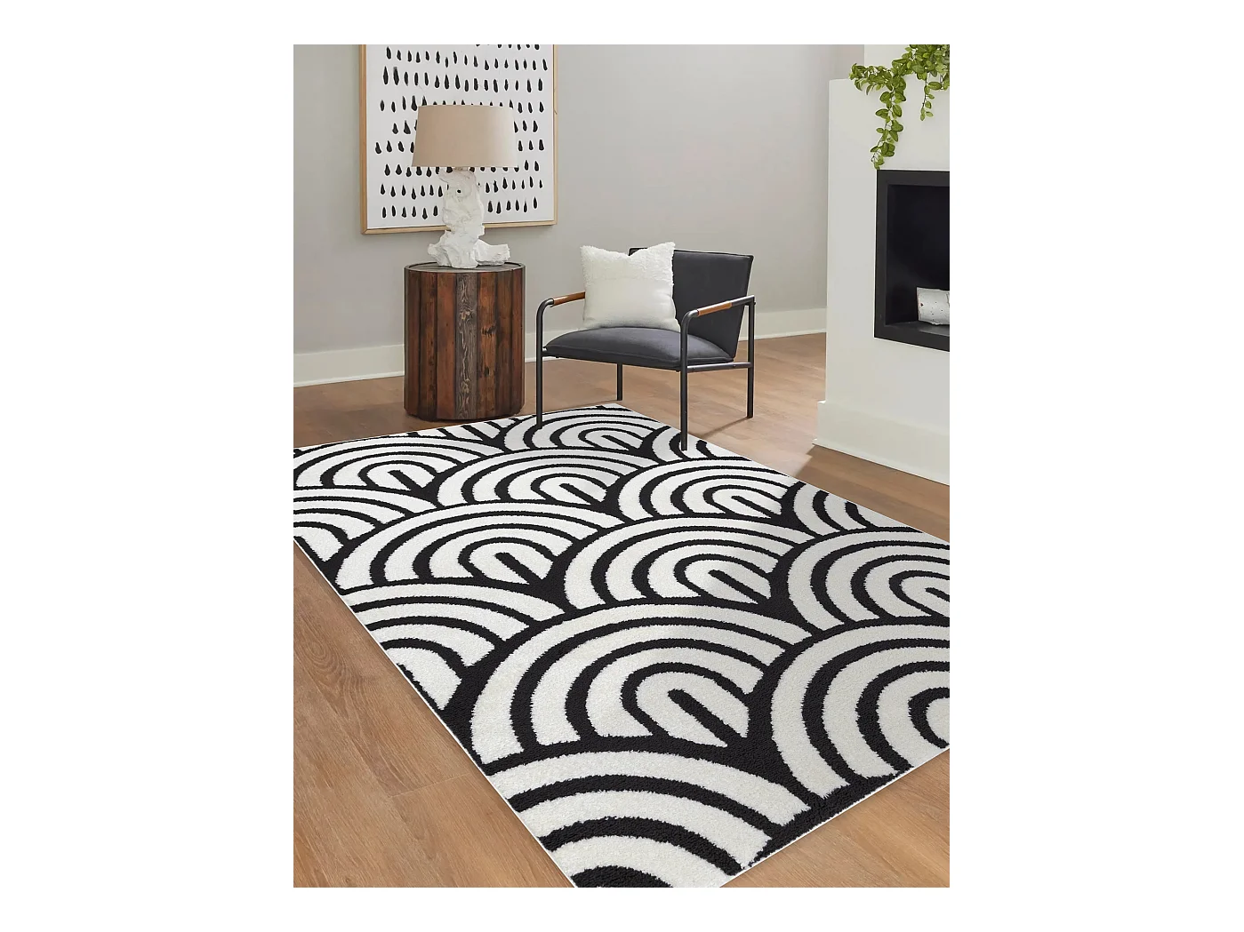 Tapijt modern MODE 8629 schelpen creme / zwart 240x330 cm