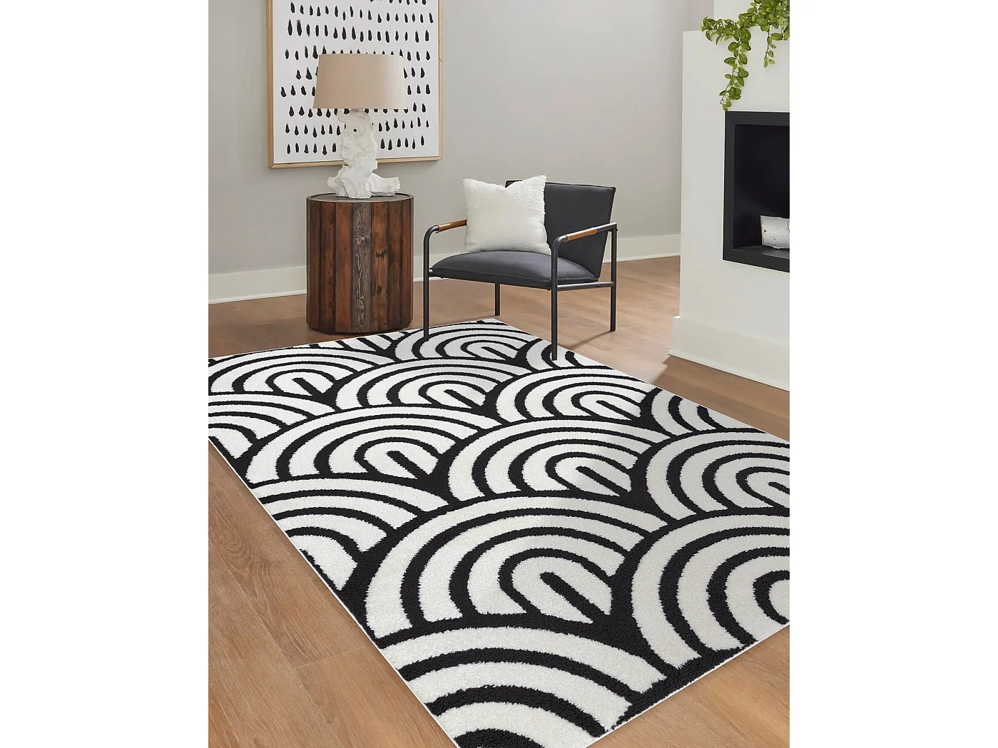 Tapijt modern MODE 8629 schelpen creme / zwart 140x190 cm