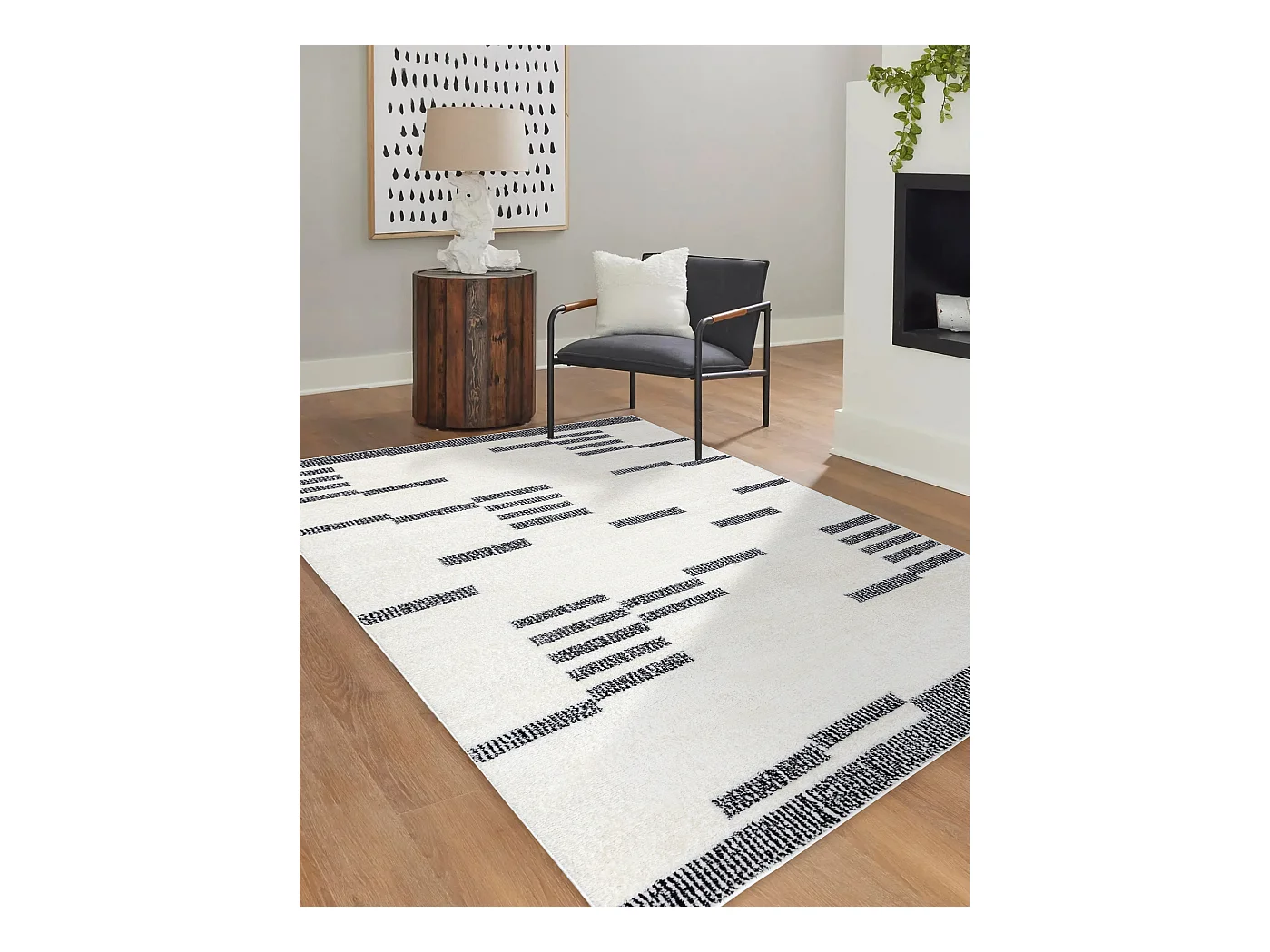 Tapijt modern MODE 8511 geometrisch creme / zwart 180x270 cm