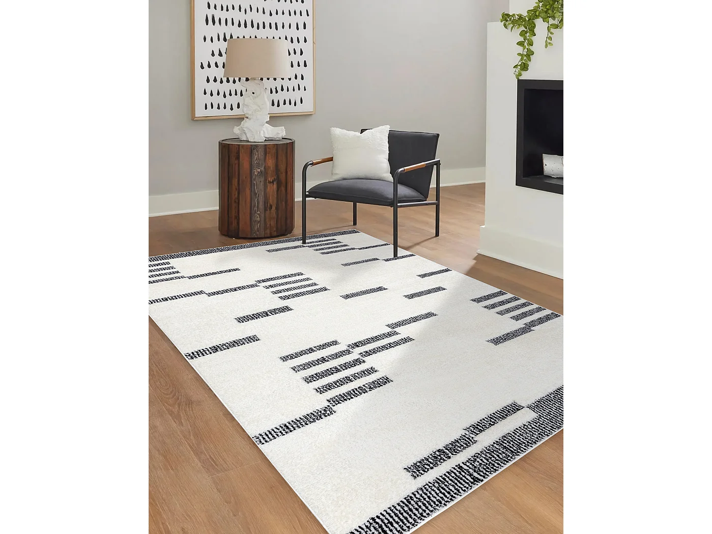 Dywan MODE 8511 geometryczny krem / czarny 180x270 cm