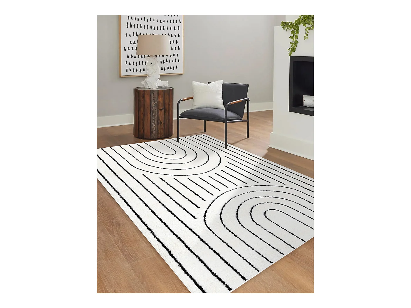 Tapijt modern MODE 8494 geometrisch creme / zwart 140x190 cm