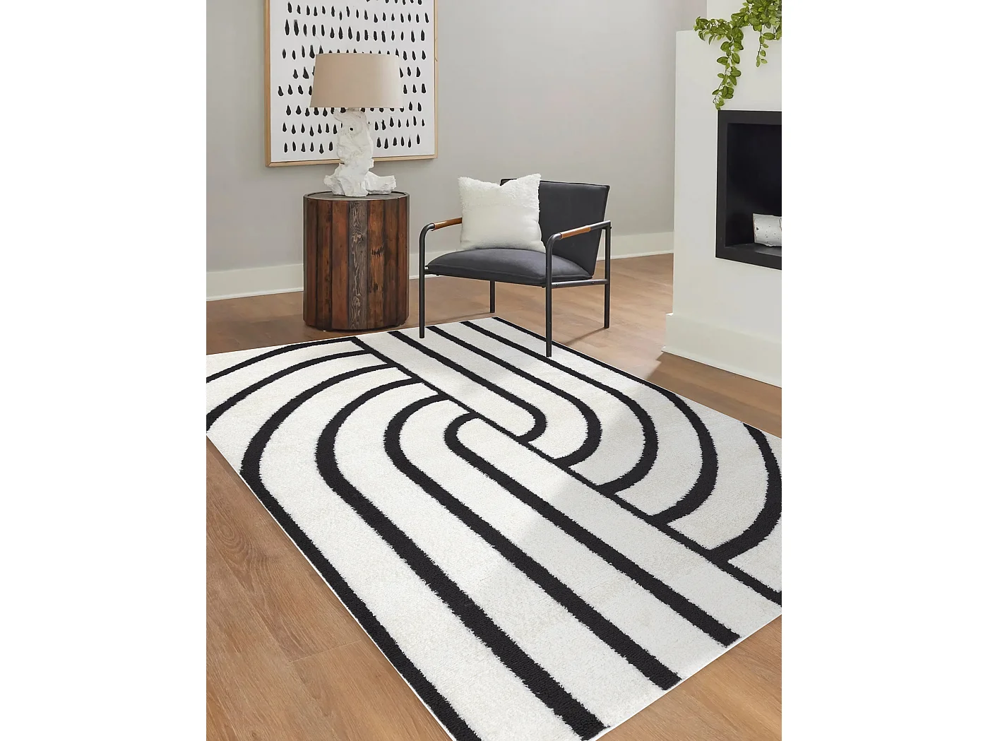 Tapijt modern MODE 8631 geometrisch creme / zwart 140x190 cm