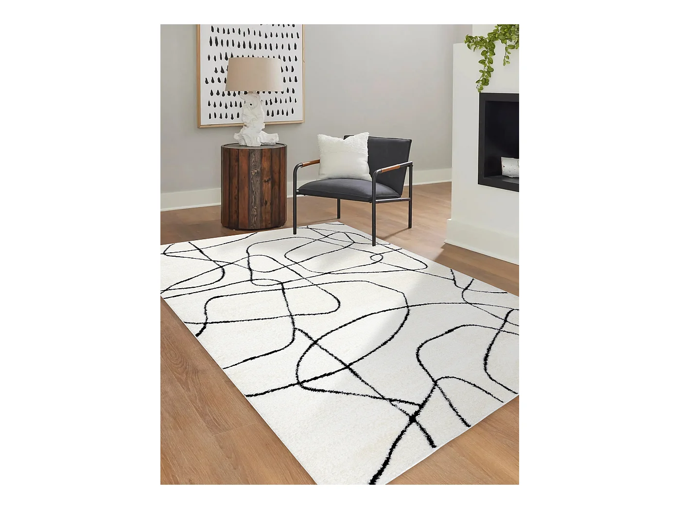 Modern Teppich MODE 8522 Abstraktion creme / schwarz  240x330 cm