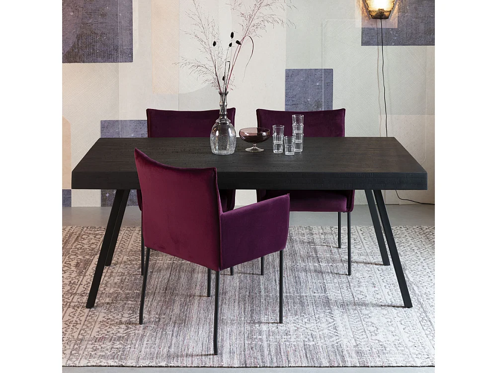 Suri - Table à manger en teck recyclé 200x90cm - Couleur - Noir