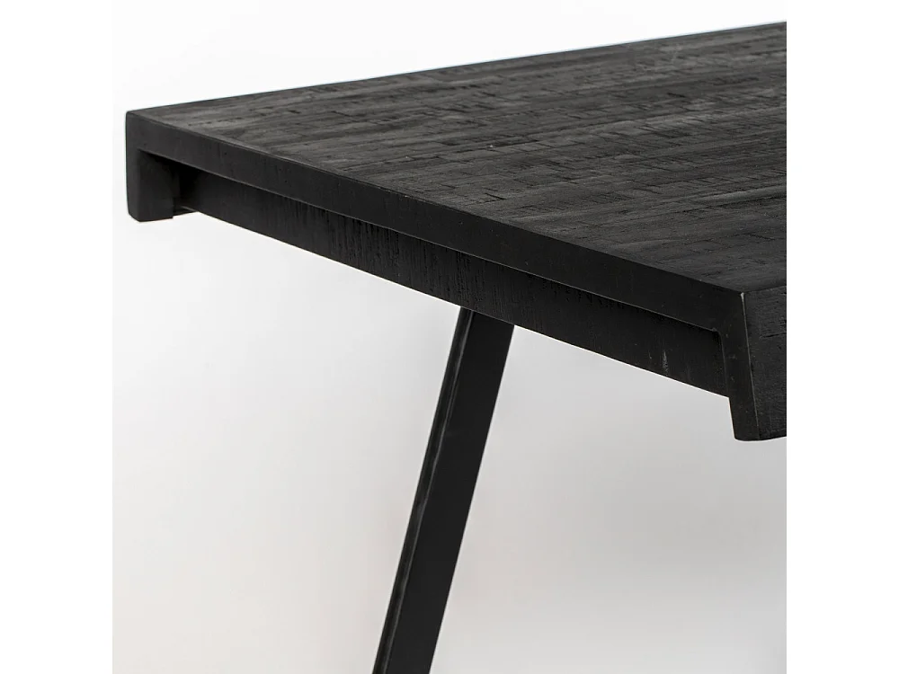 Suri - Table à manger en teck recyclé 200x90cm - Couleur - Noir