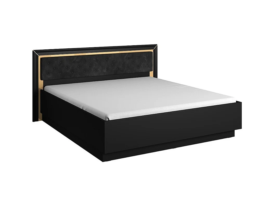 Cama de adulto 180x200 coleção DOHA. Cor preto fosco e dourado.