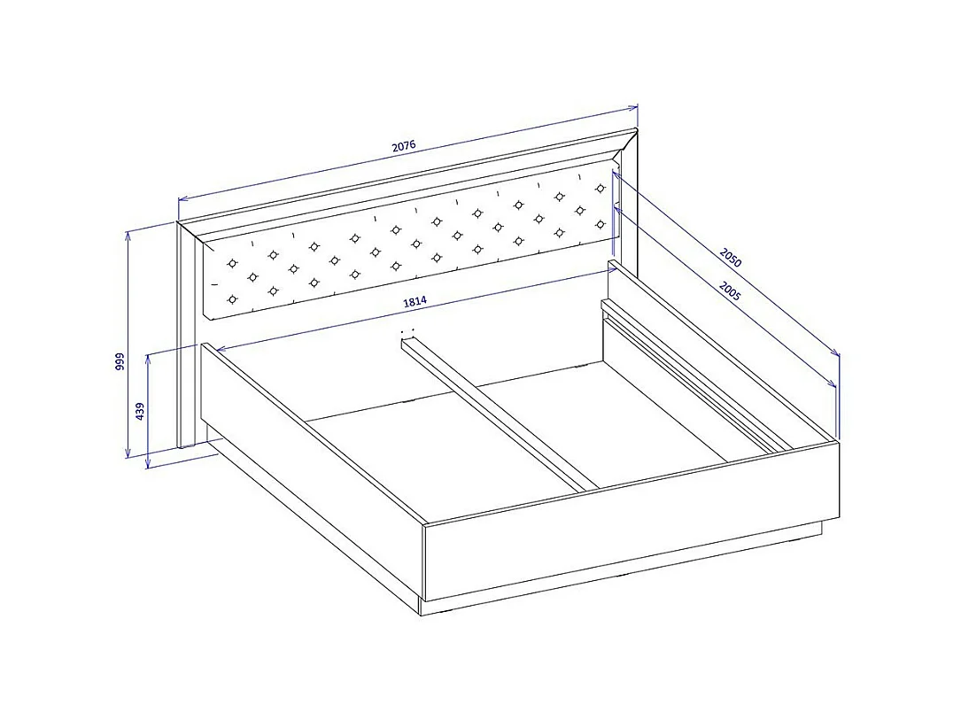 Lit adulte 180x200 collection DOHA. Coloris noir mat et doré.