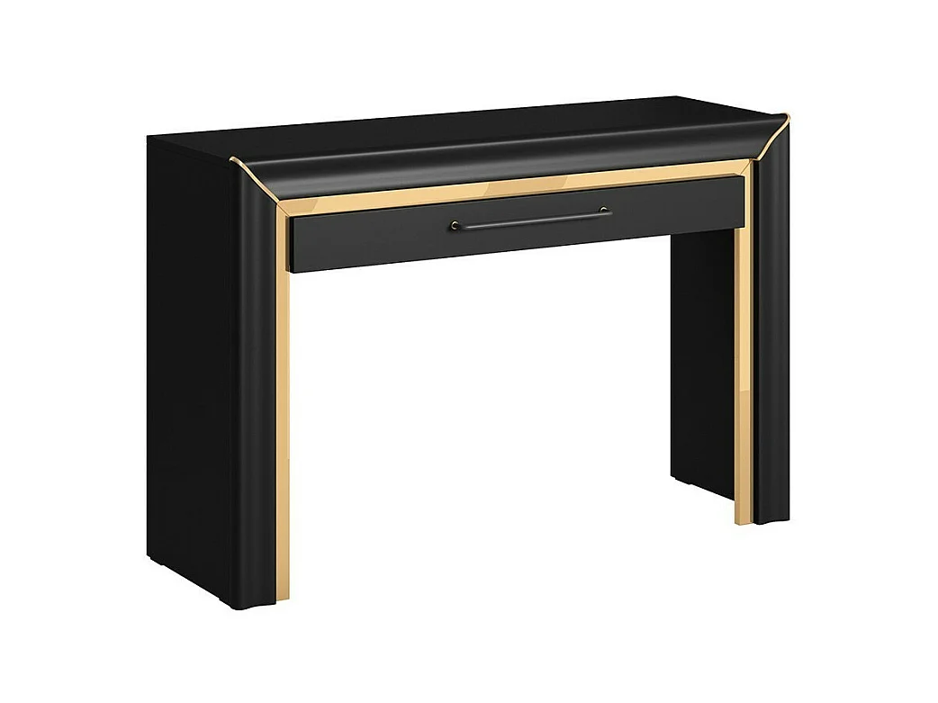 Design consolebureau uit de DOHA collectie, matzwart met gouden afwerkingen