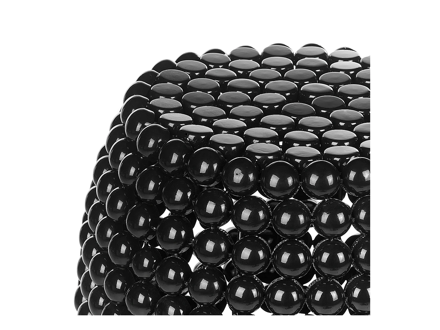 Beistelltisch Kunststoff Perlen-Optik schwarz oval ø32 cm Modern Glamourös Uhana