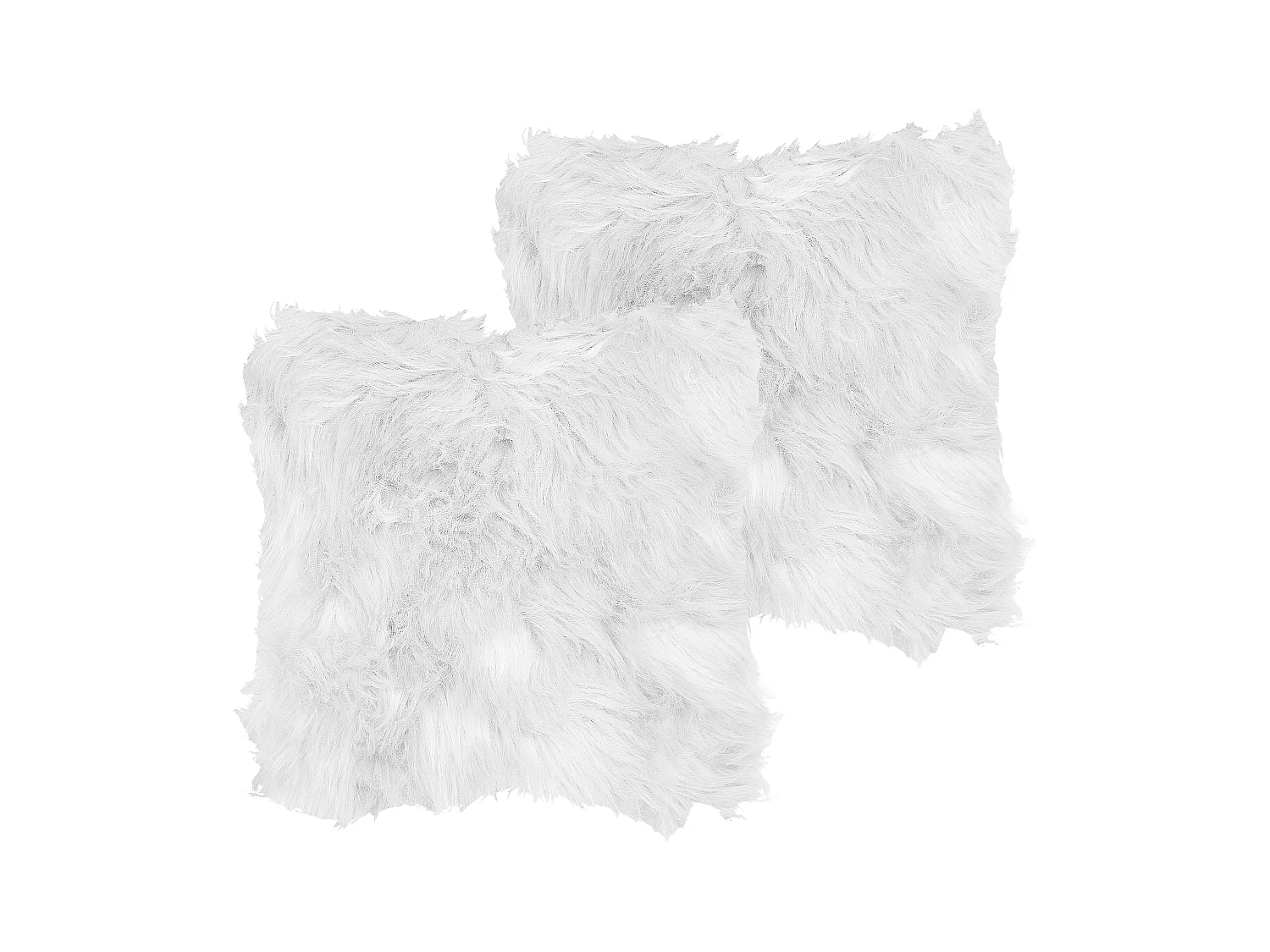 Dekokissen im 2er Set Felloptik 42 x 42 cm Polyester weiß Lubha