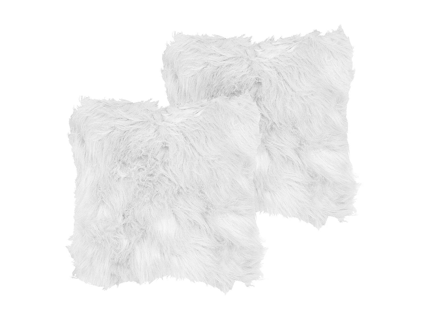 Set van 2 decoratieve kussens LUBHA Nepbont 42 x 42 cm Wit Effen