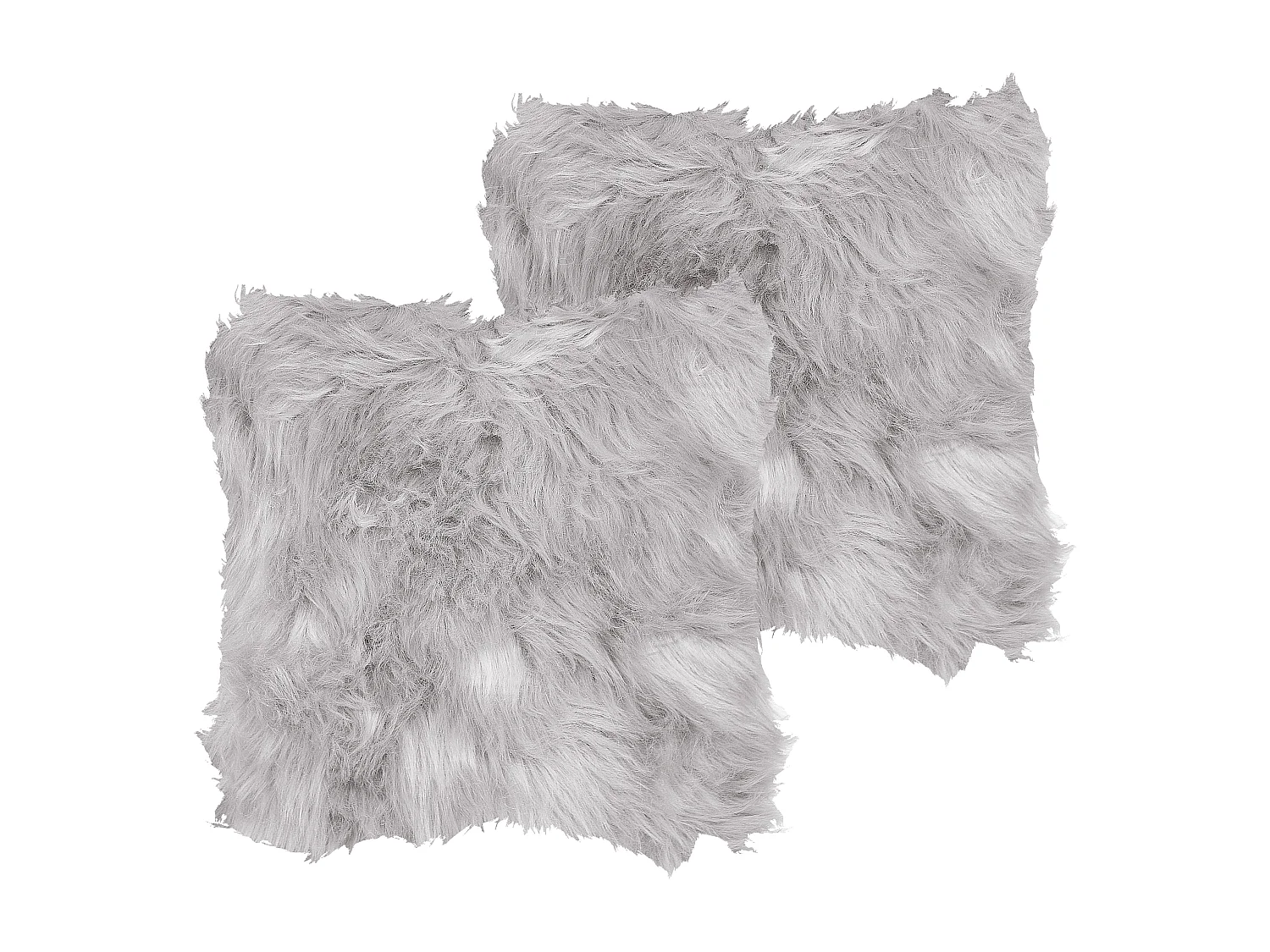 Dekokissen im 2er Set Felloptik 42 x 42 cm Polyester grau Lubha