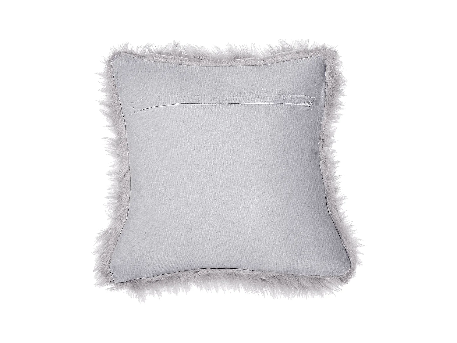 Dekokissen im 2er Set Felloptik 42 x 42 cm Polyester grau Lubha